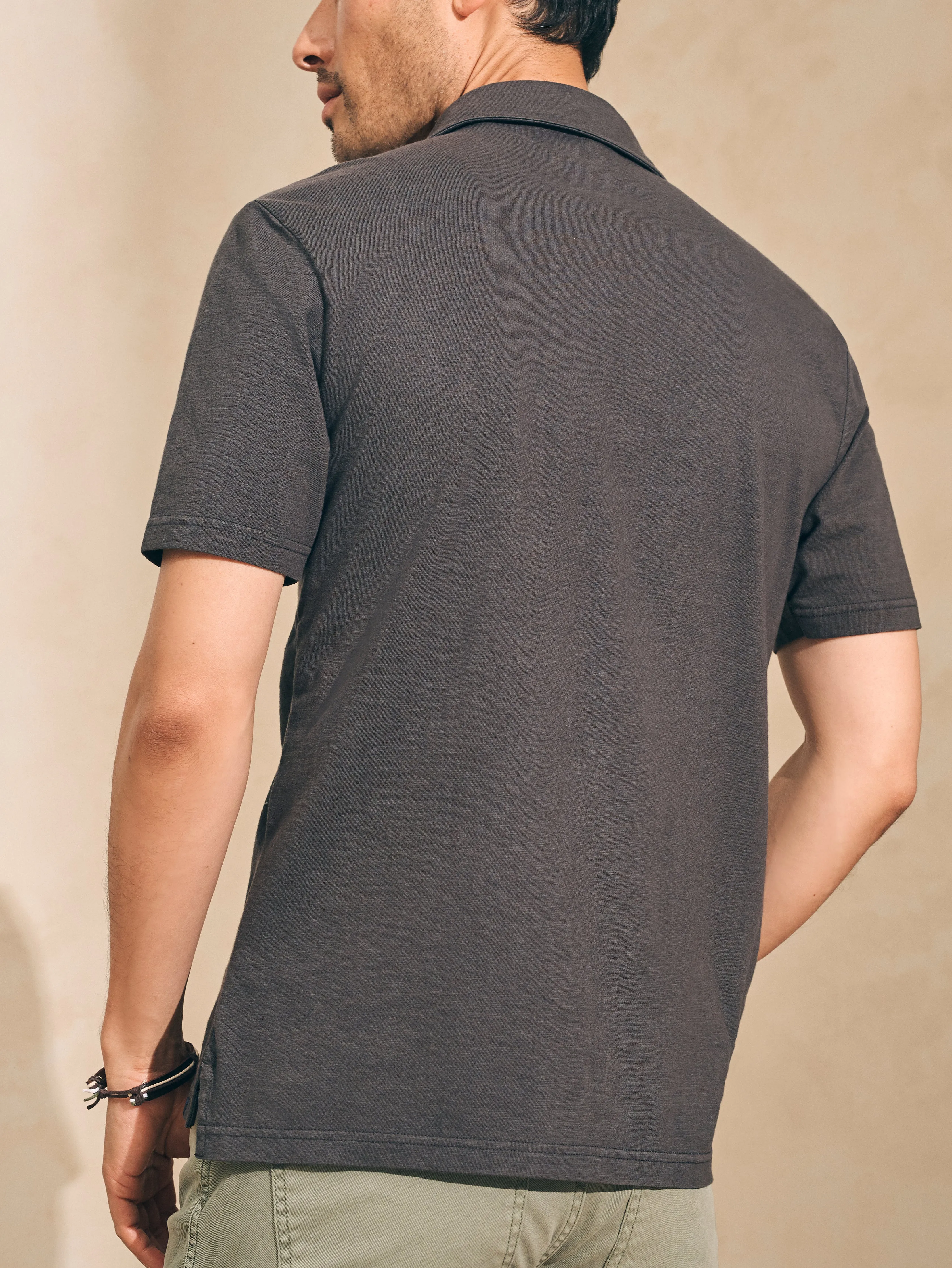 Sunwashed T-Shirt Polo - Washed Black sold by Faherty product image thumbnail 4