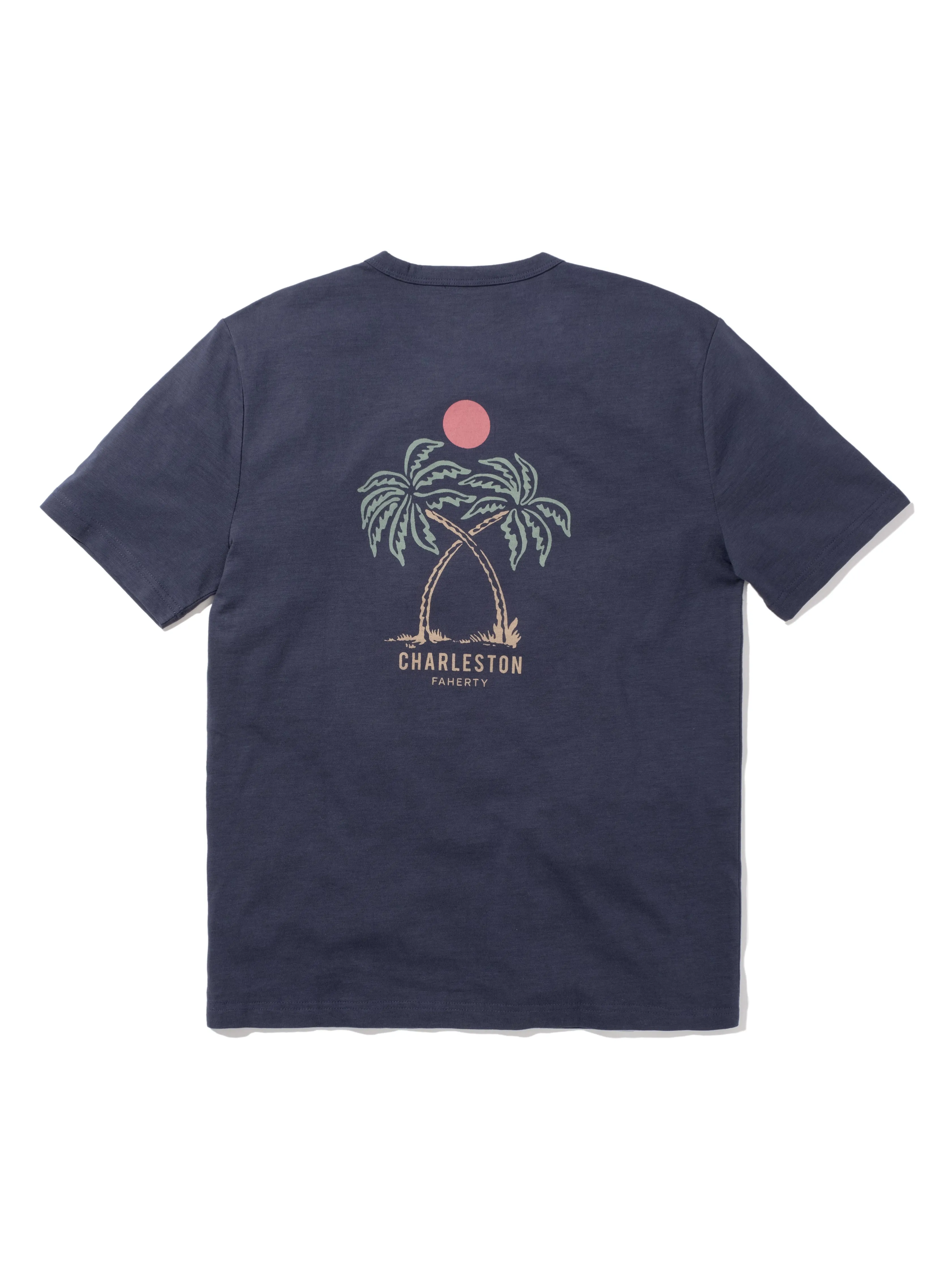 Charleston Short-Sleeve Crew T-Shirt - Dune Navy sold by Faherty product image thumbnail 2