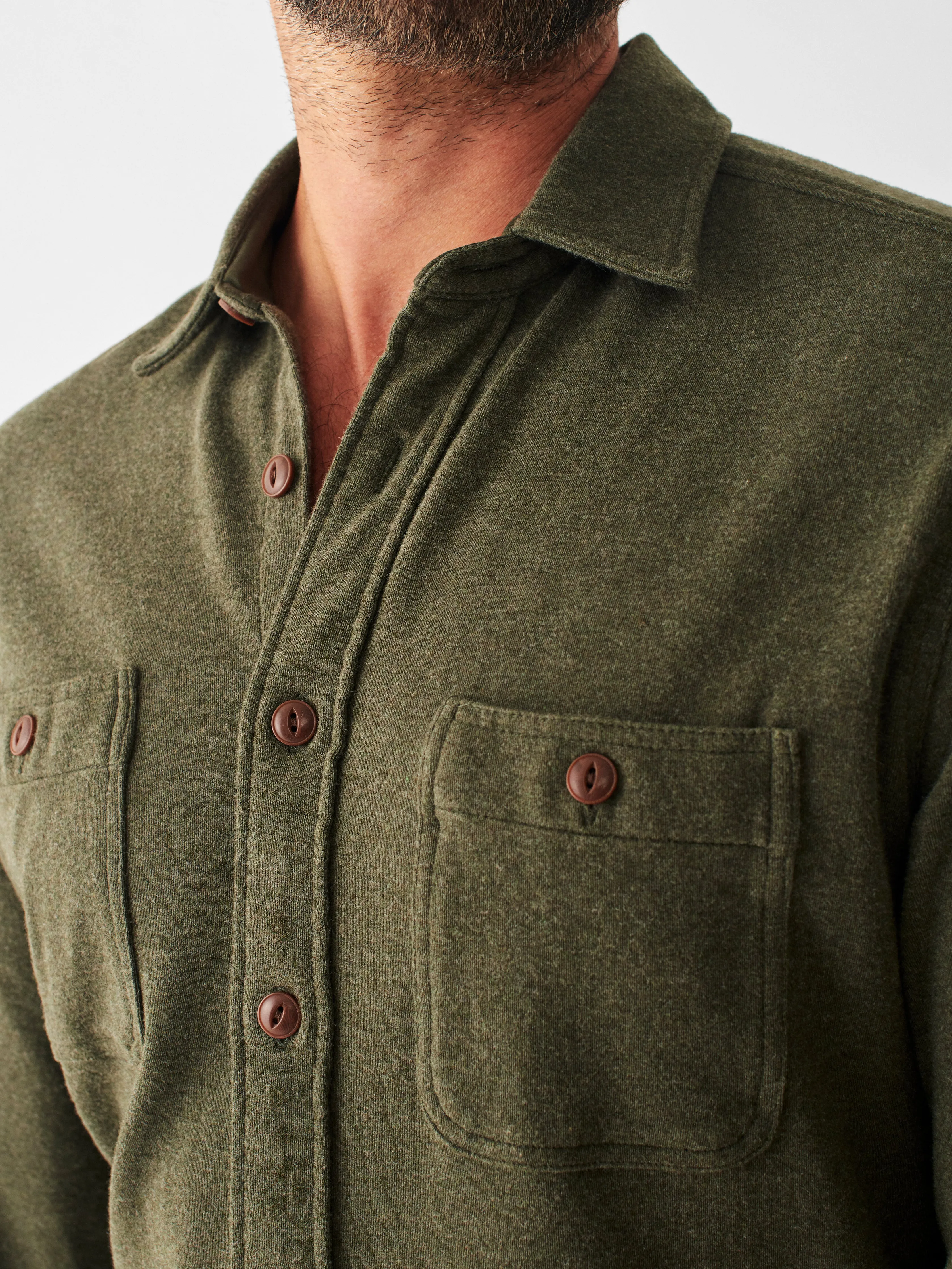 Knit Alpine Shirt - Olive Heather sold by Faherty product image thumbnail 5