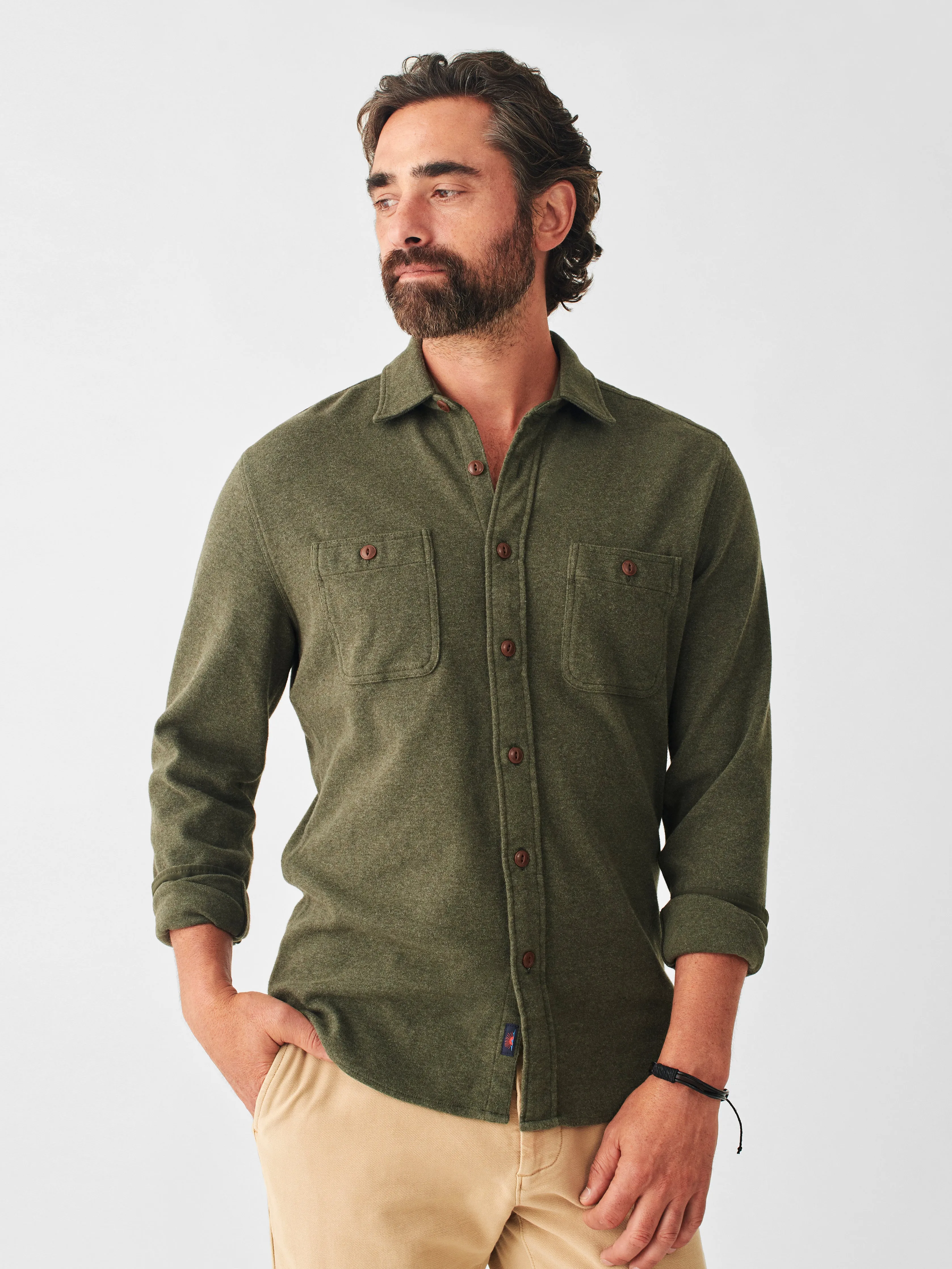 Knit Alpine Shirt - Olive Heather sold by Faherty product image thumbnail 2