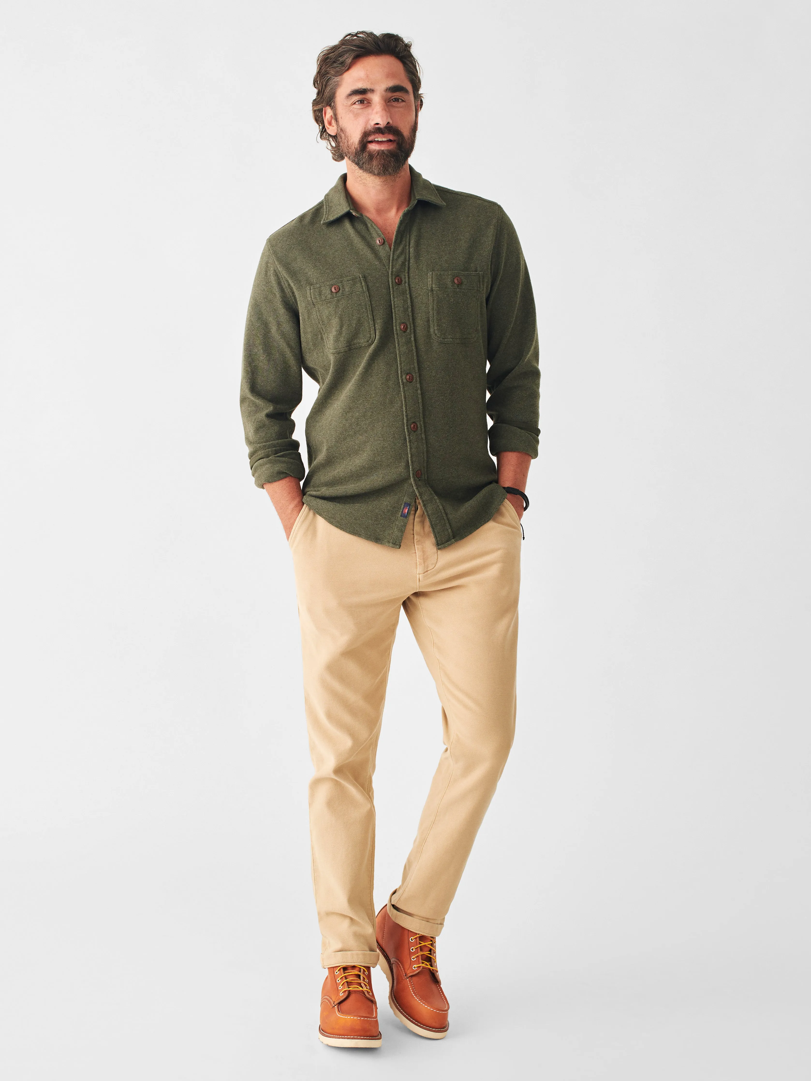 Knit Alpine Shirt - Olive Heather sold by Faherty product image thumbnail 4