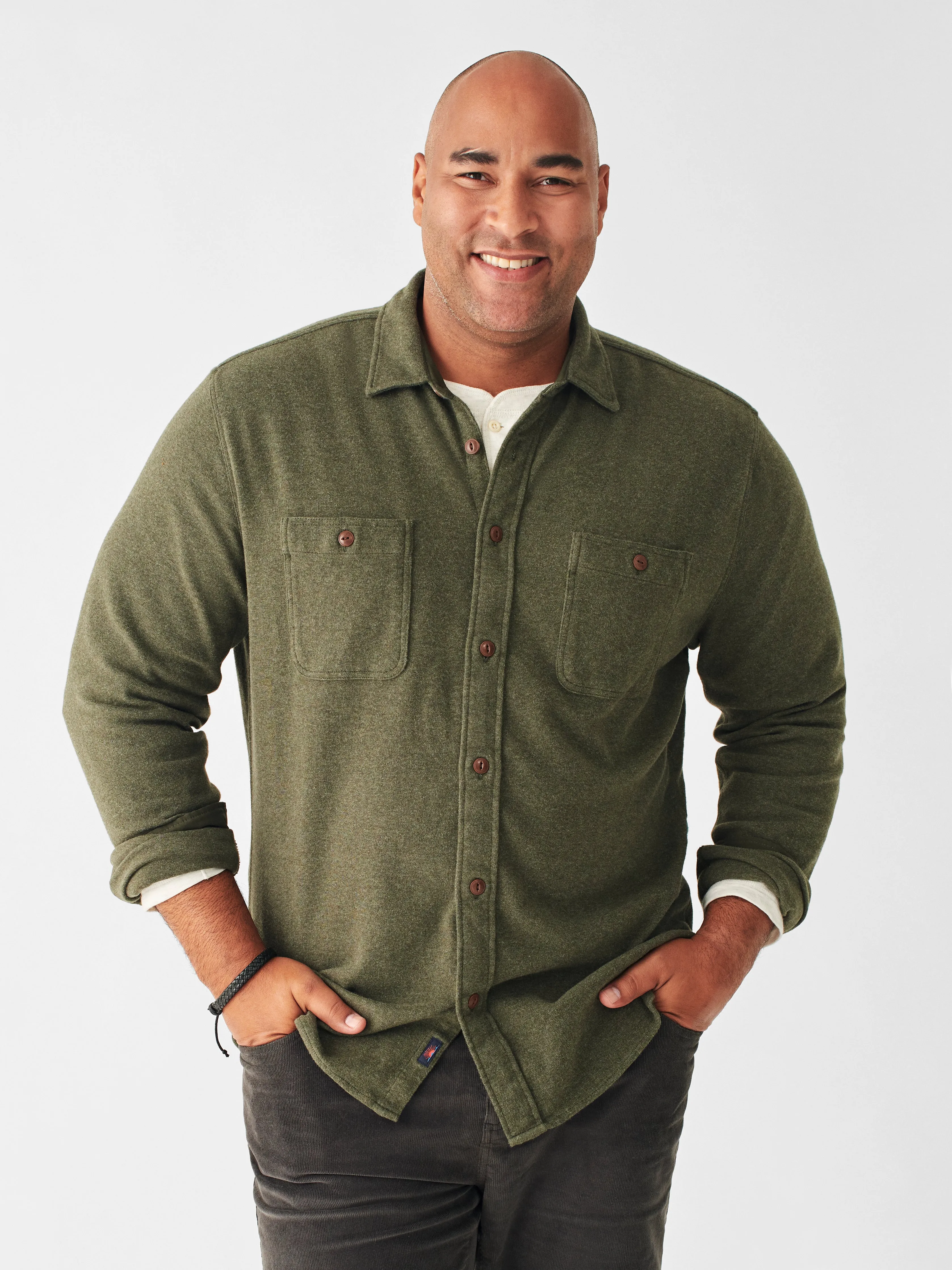 Knit Alpine Shirt - Olive Heather sold by Faherty