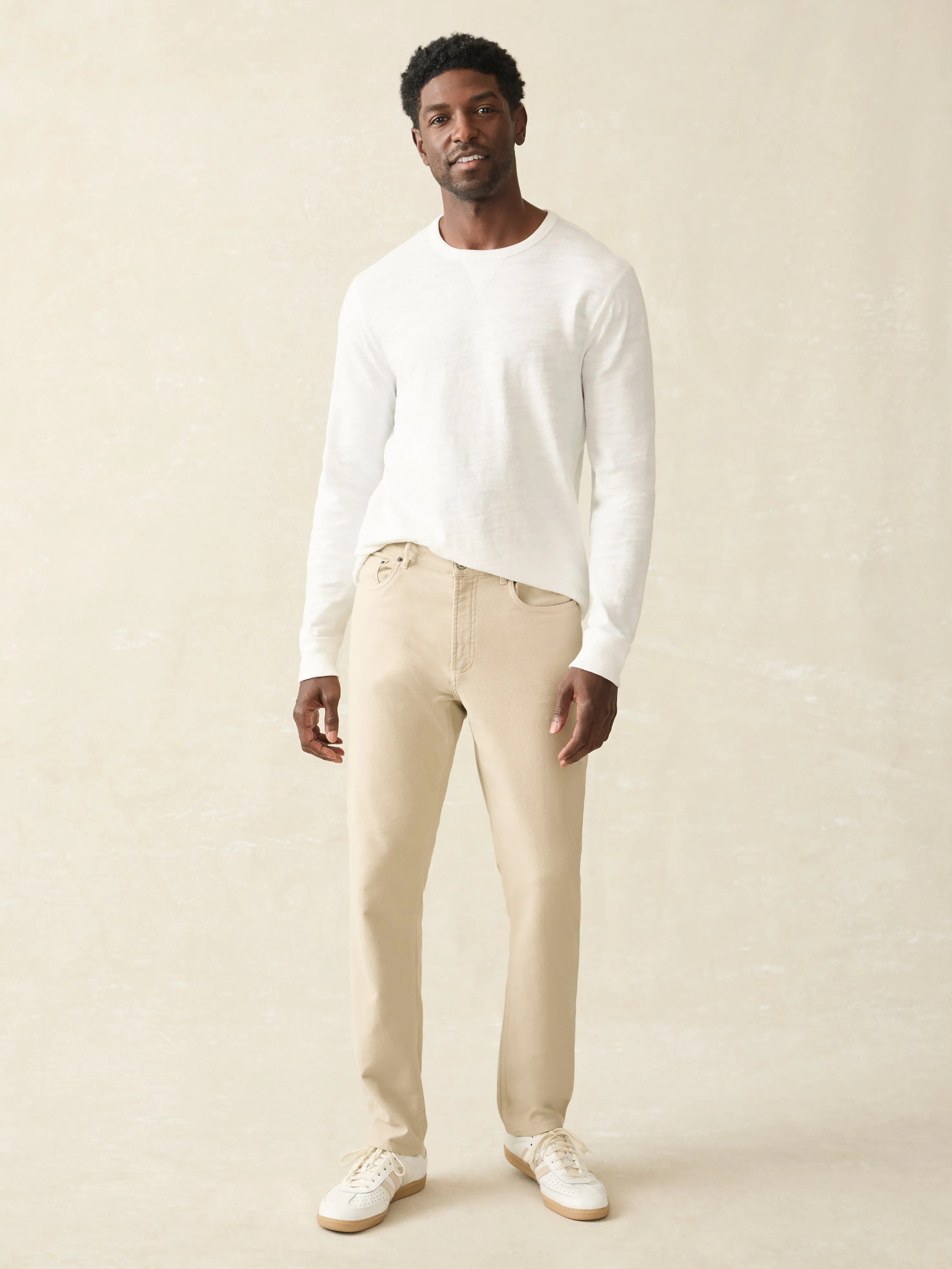 Stretch Terry 5-Pocket Pant - Stone sold by Faherty product image thumbnail 2