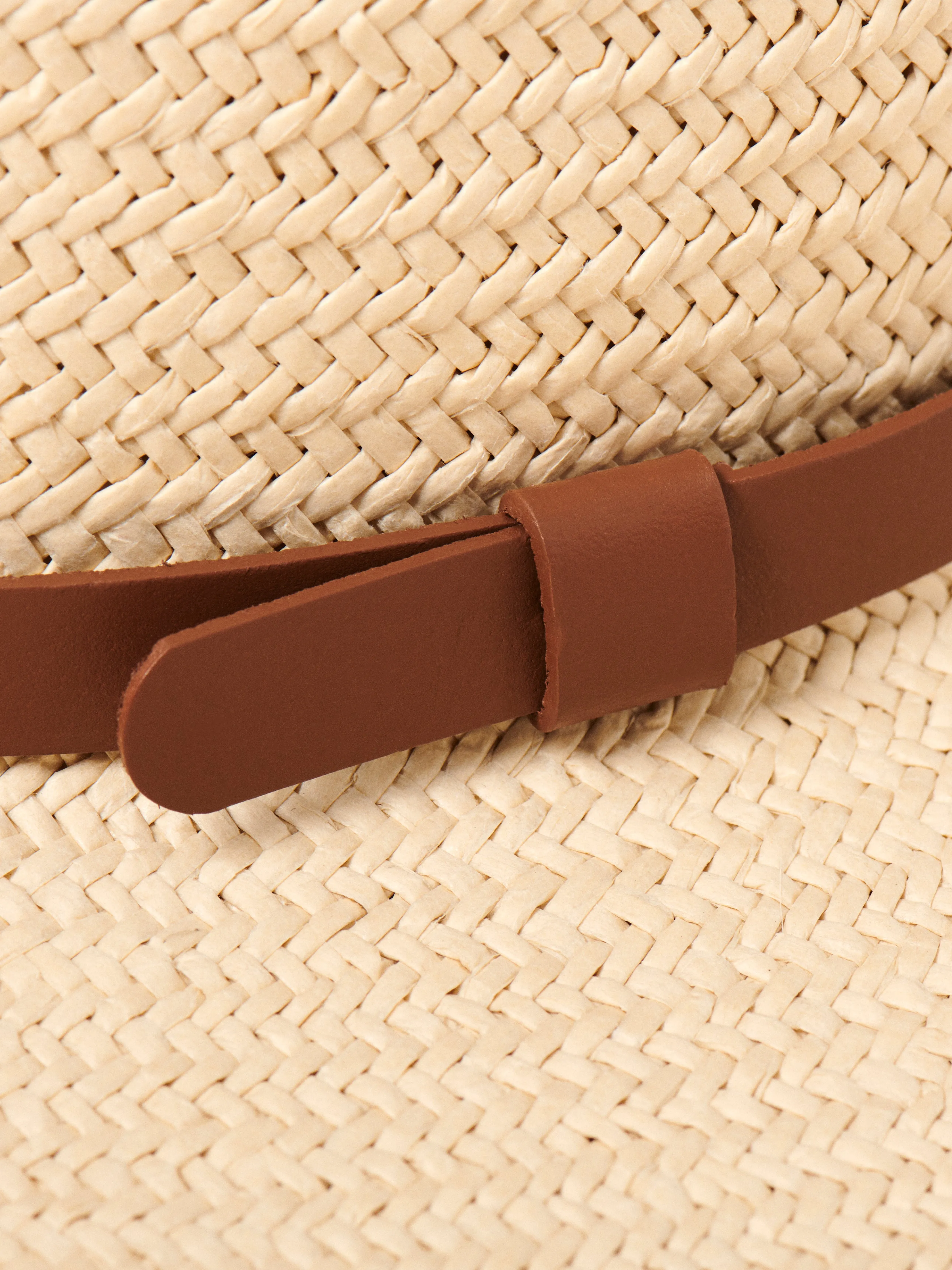 Marina Leather-Trimmed Straw Hat - Natural sold by Faherty product image thumbnail 2