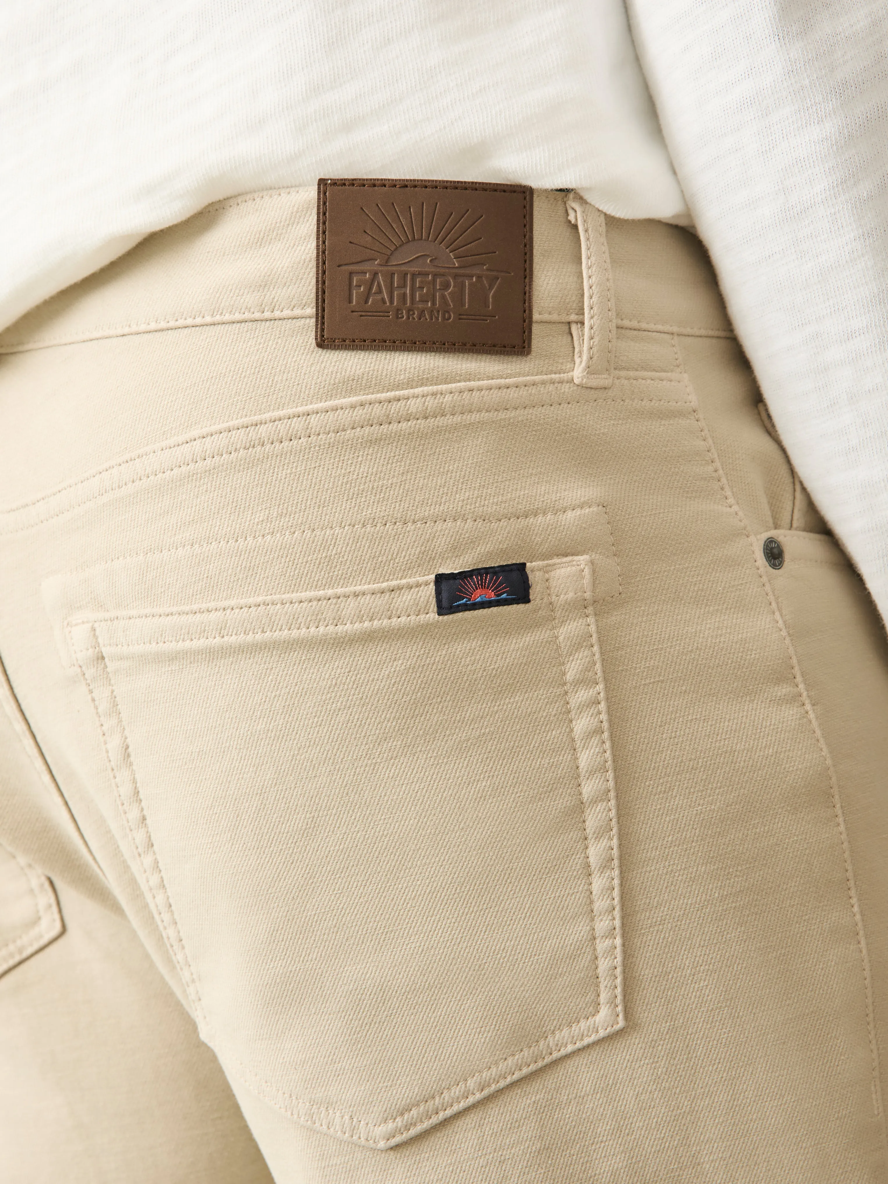 Stretch Terry 5-Pocket Pant - Stone sold by Faherty product image thumbnail 4