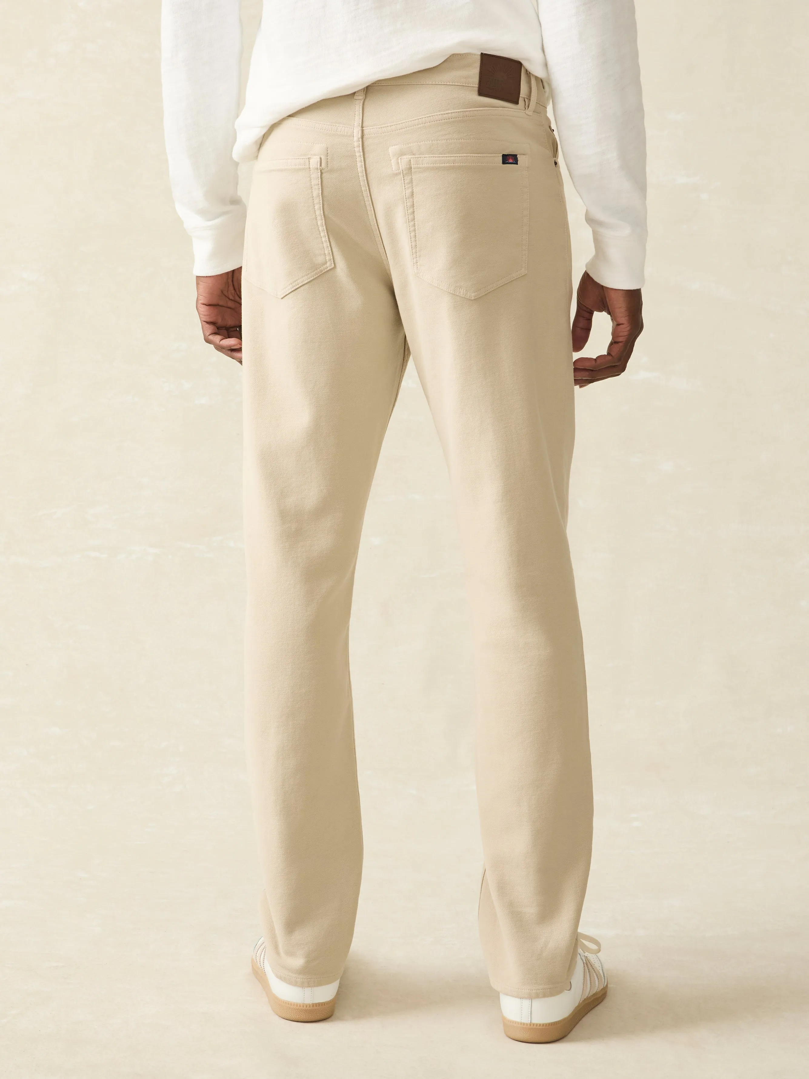 Stretch Terry 5-Pocket Pant - Stone sold by Faherty product image thumbnail 5