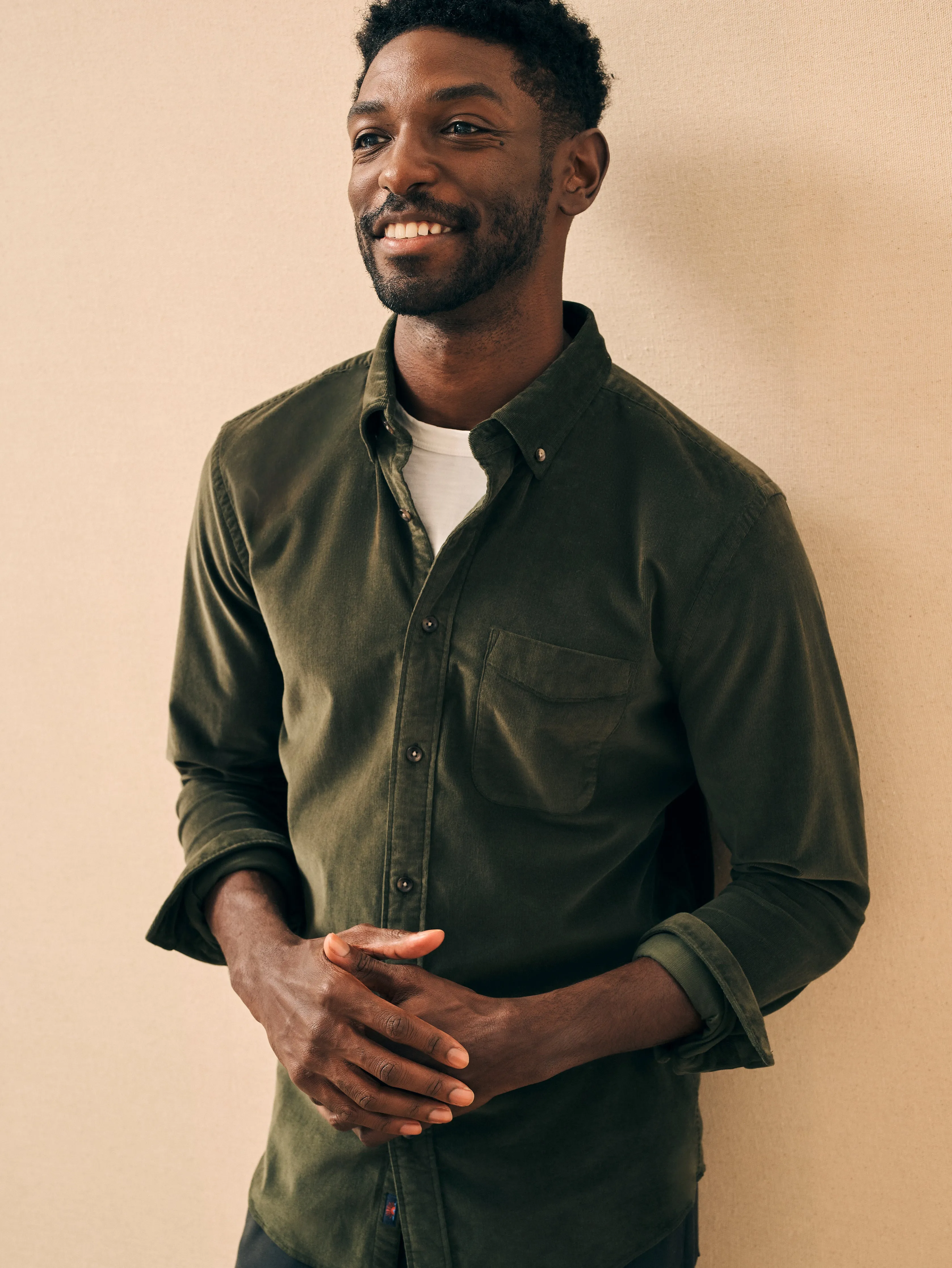 Stretch Corduroy Shirt - Forest sold by Faherty product image thumbnail 2