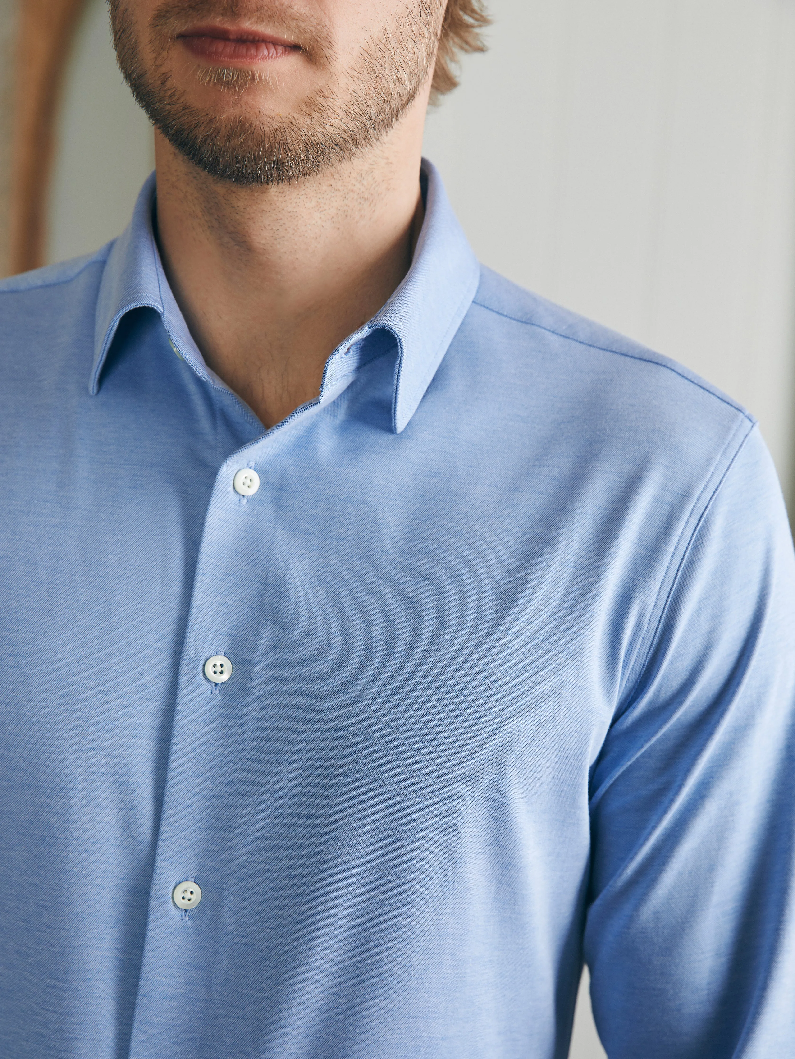 Reserve Knit Shirt - Lake Blue Melange sold by Faherty product image thumbnail 2