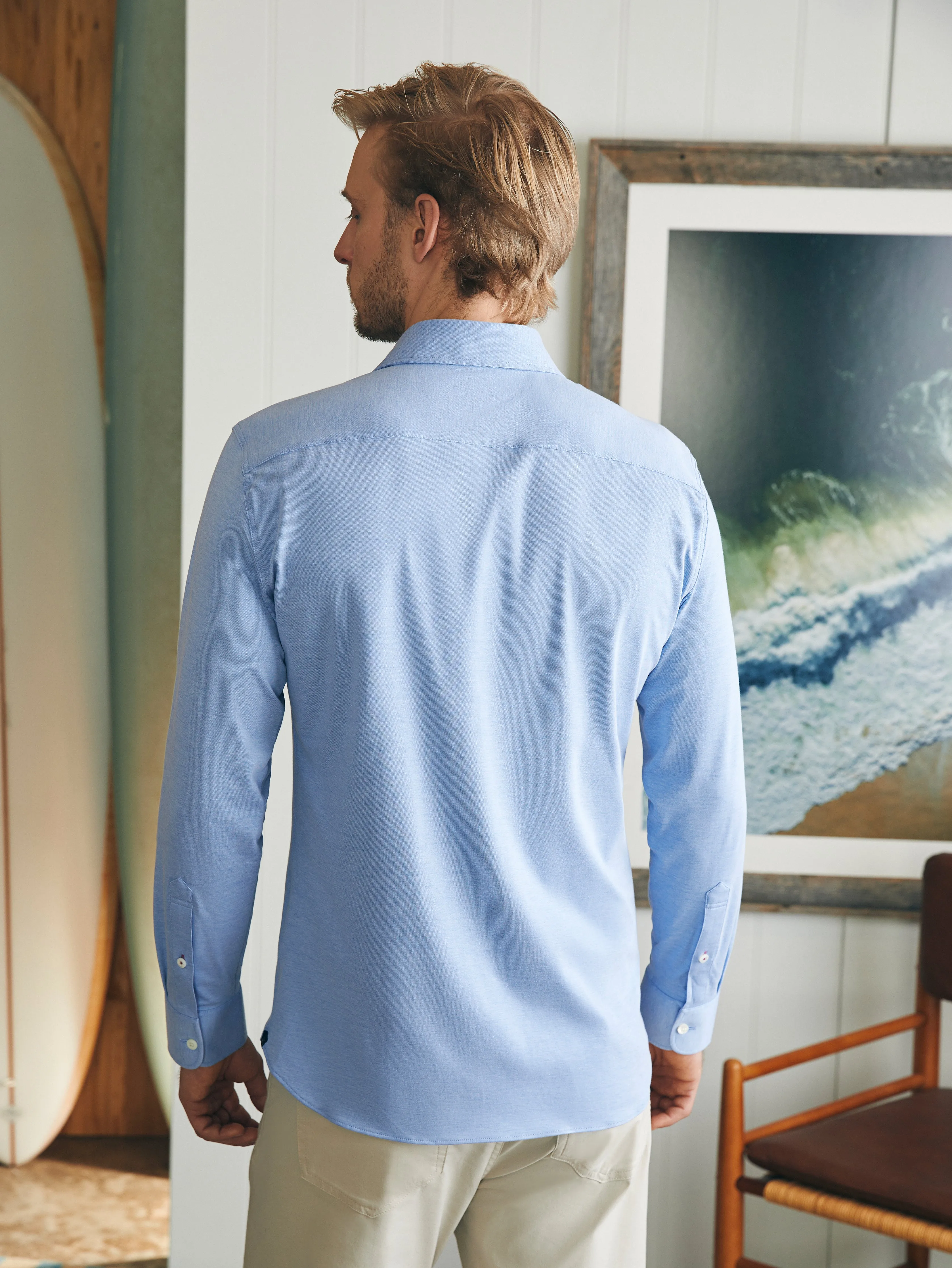 Reserve Knit Shirt - Lake Blue Melange sold by Faherty product image thumbnail 5