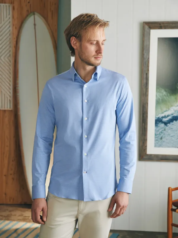 Reserve Knit Shirt - Lake Blue Melange sold by Faherty
