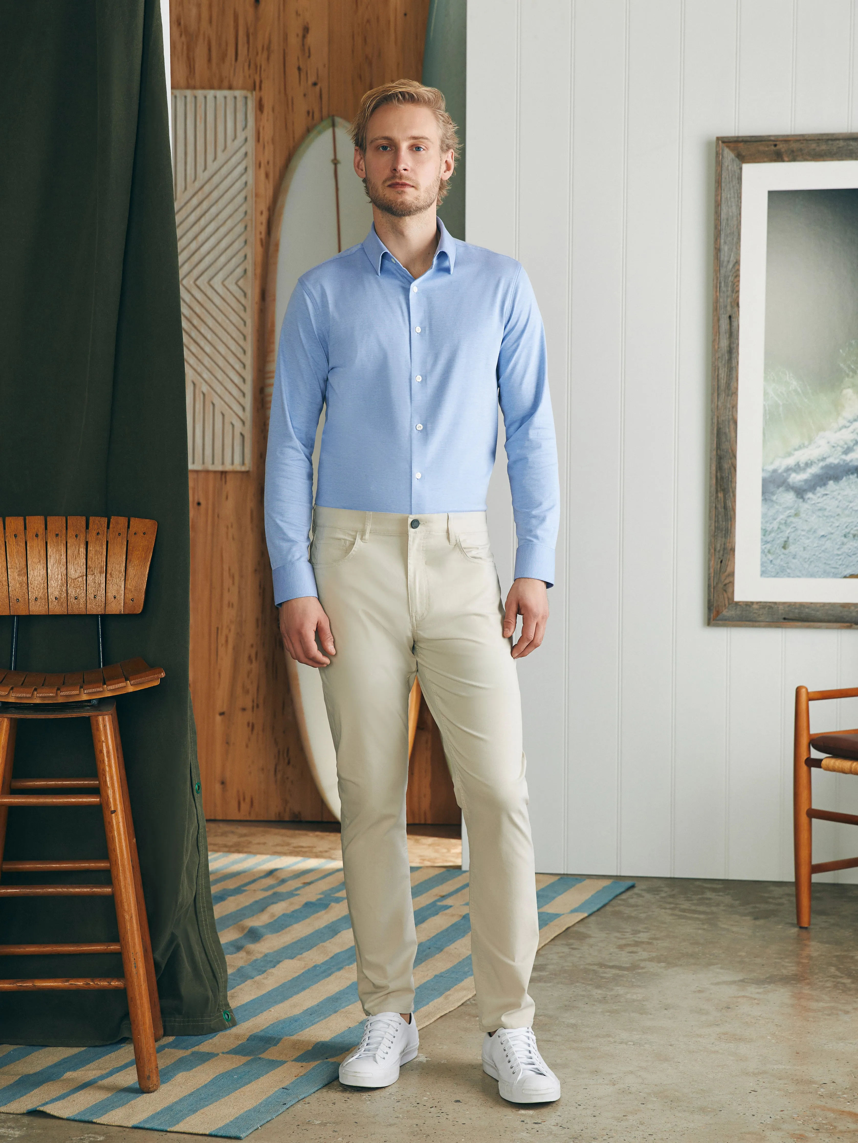 Reserve Knit Shirt - Lake Blue Melange sold by Faherty product image thumbnail 4