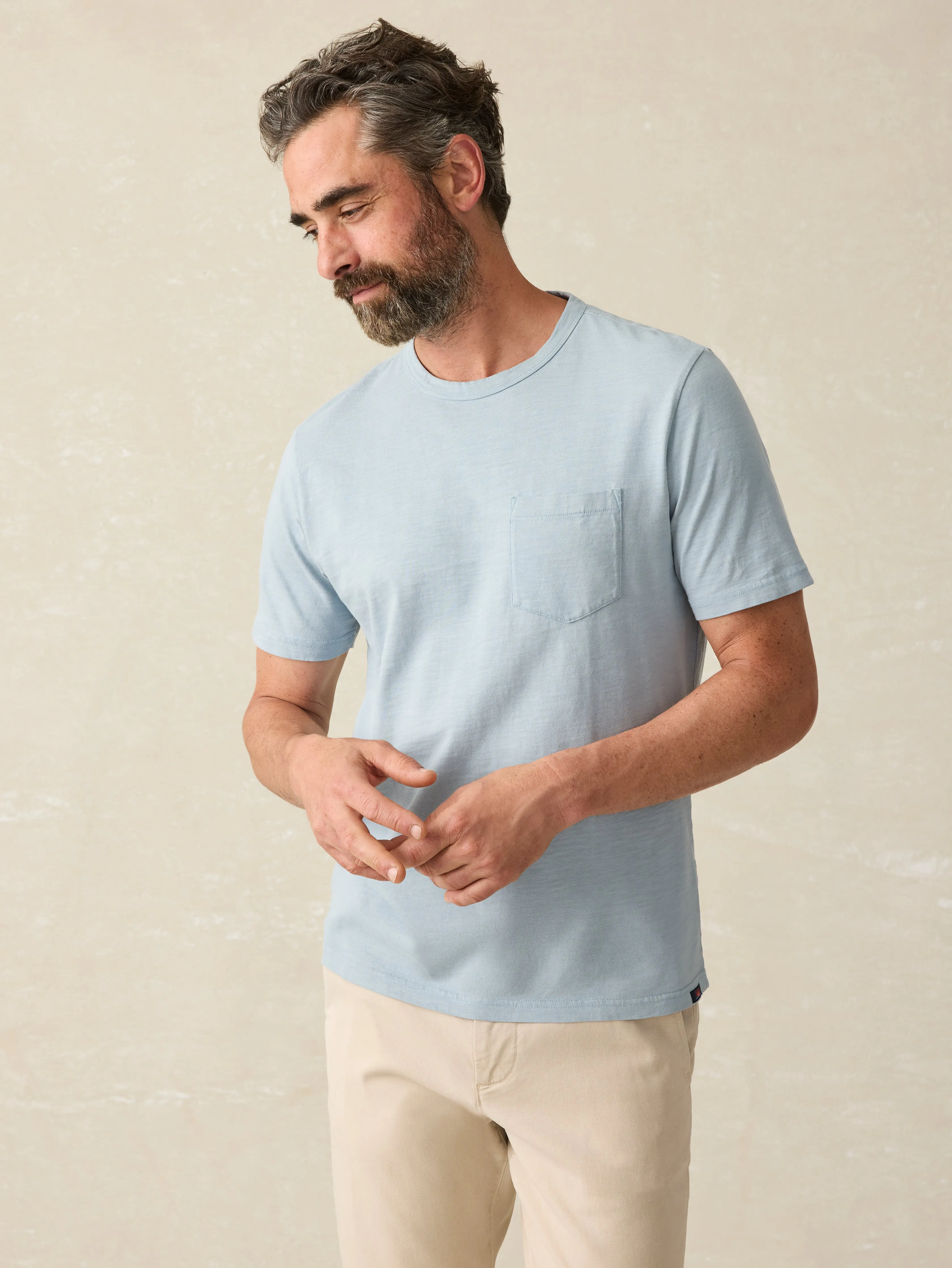 Sunwashed Pocket Tee (Tall) - Blue Breeze sold by Faherty