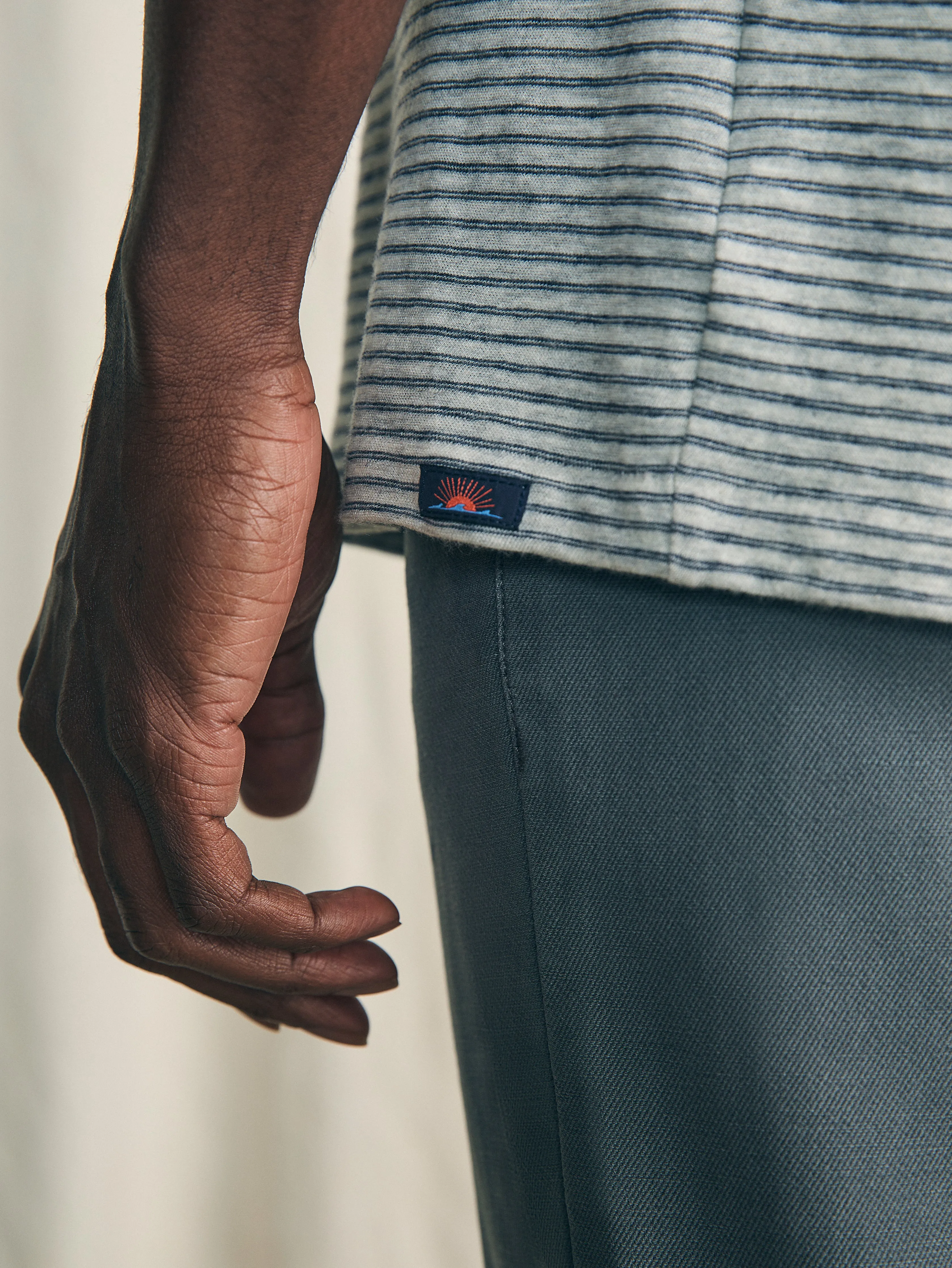 Short-Sleeve Vintage Chambray Tee - Silver Sea Stripe sold by Faherty product image thumbnail 4