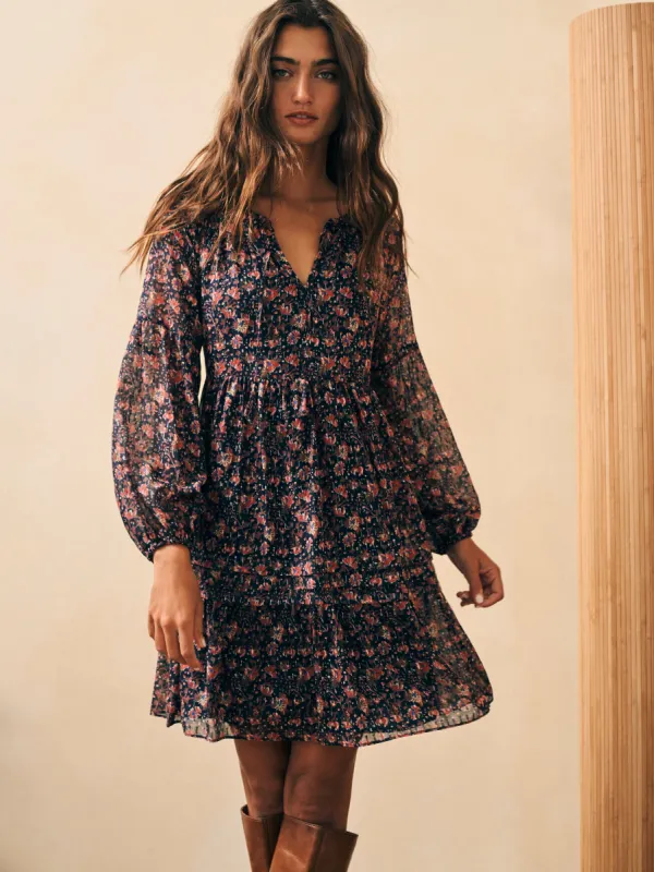 Silk Cotton Sage Wood Dress - Stargaze Bloom sold by Faherty