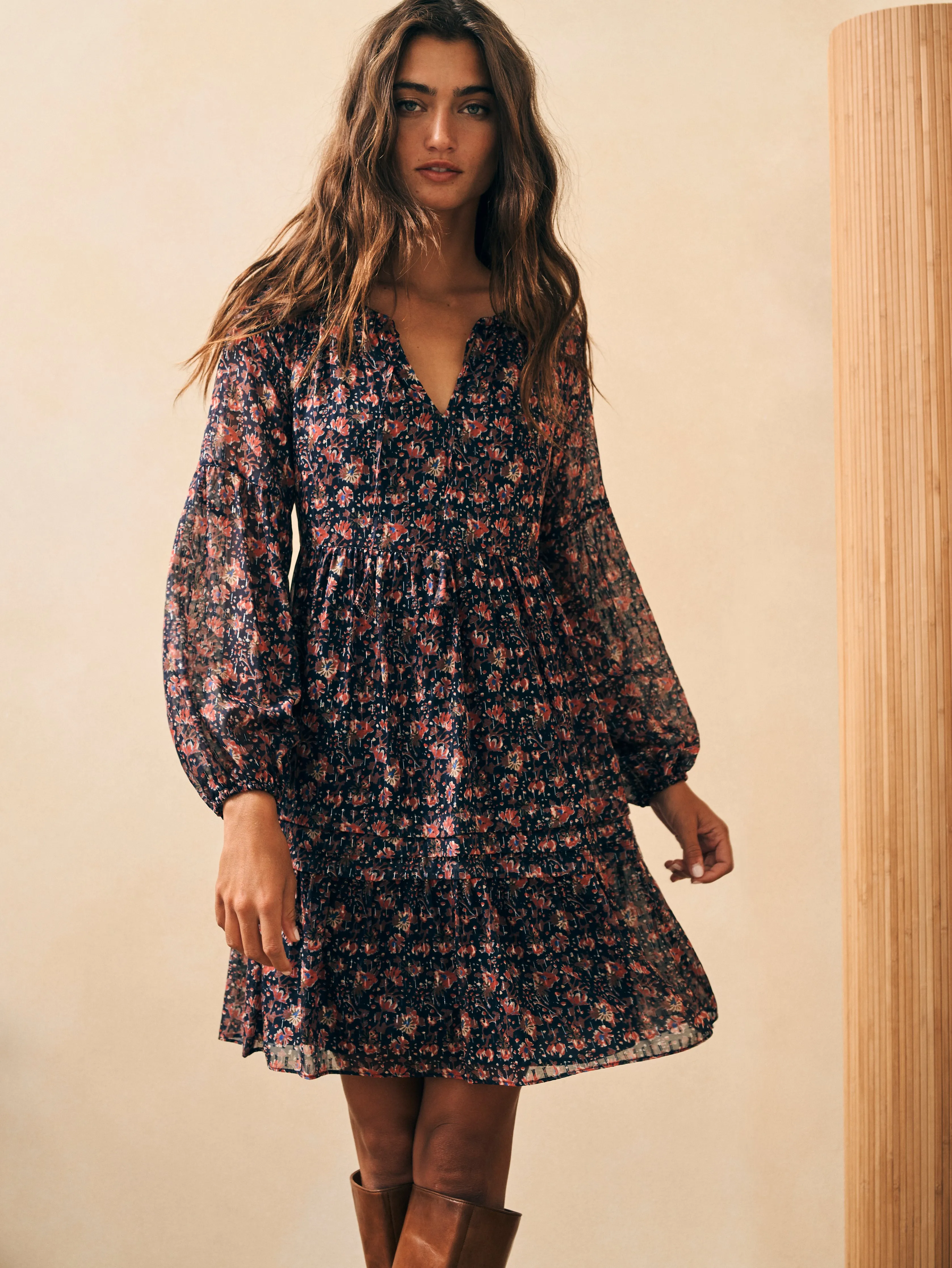 Silk Cotton Sage Wood Dress - Stargaze Bloom sold by Faherty