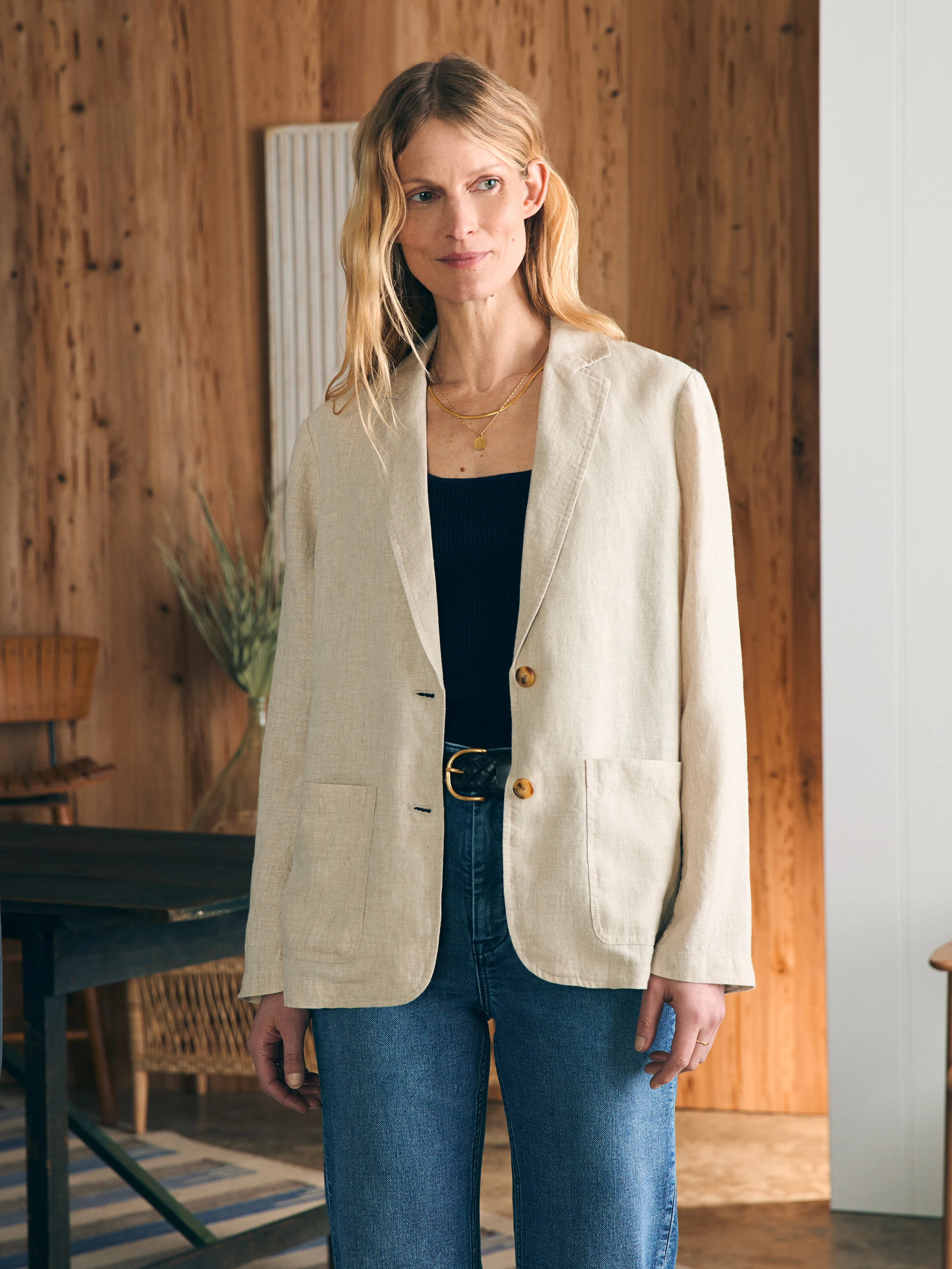 Ventura Linen Blazer - Flax sold by Faherty product image thumbnail 3
