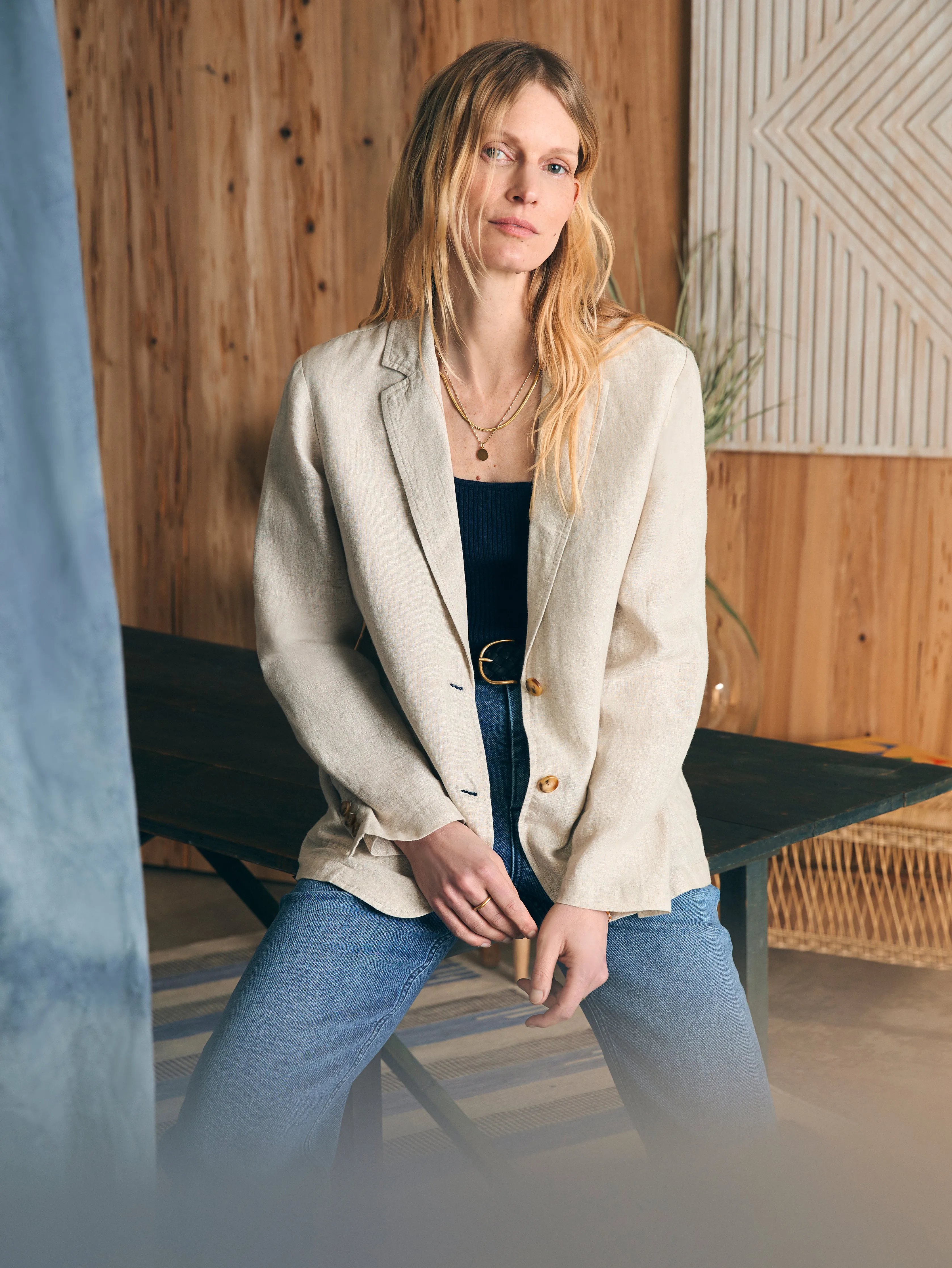 Ventura Linen Blazer - Flax sold by Faherty