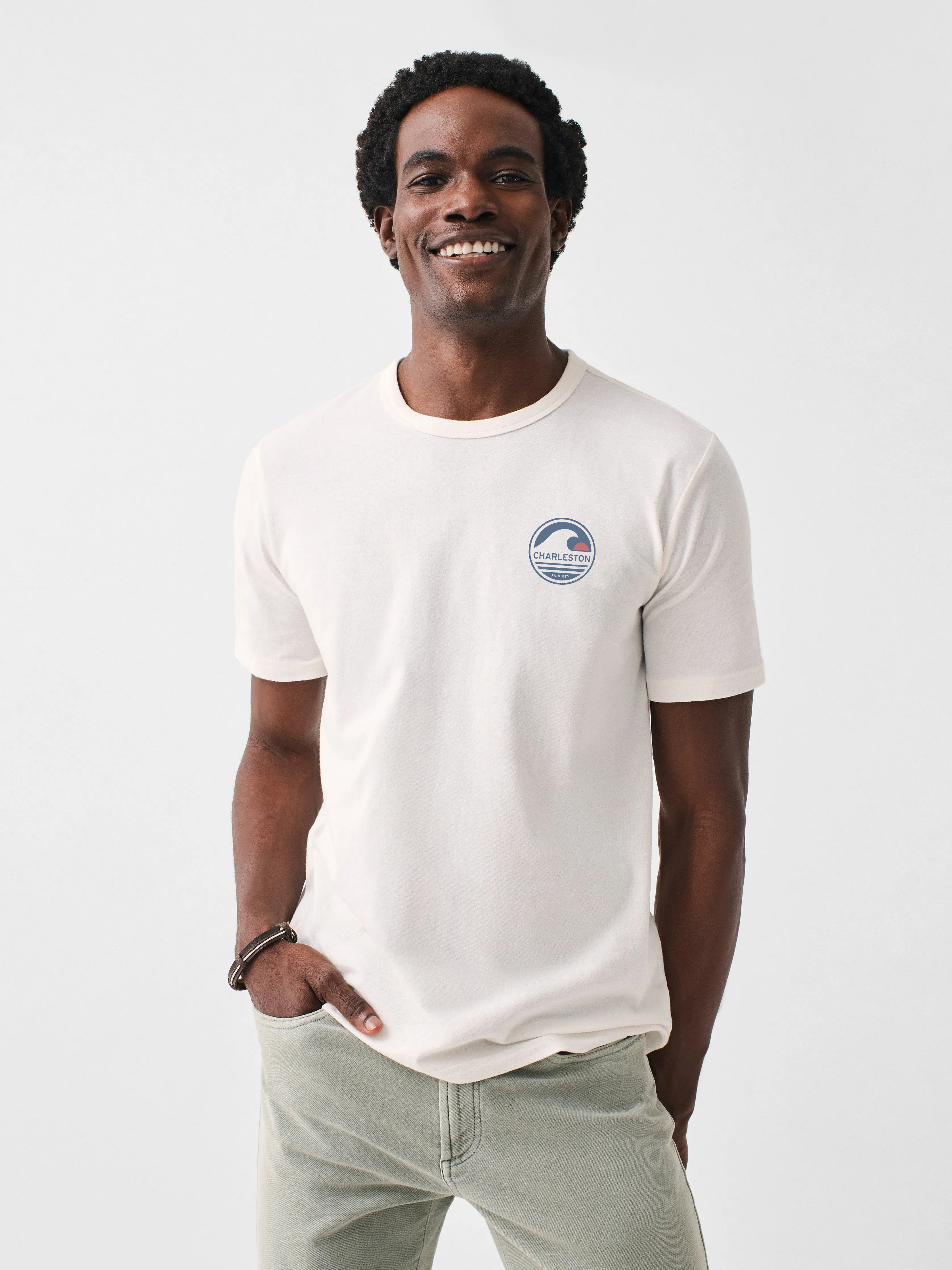 Charleston Short-Sleeve Crew T-Shirt - White sold by Faherty product image thumbnail 2
