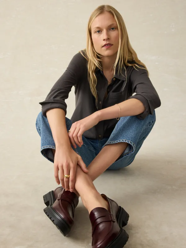 Sunwashed Knit Shirt - Washed Black sold by Faherty