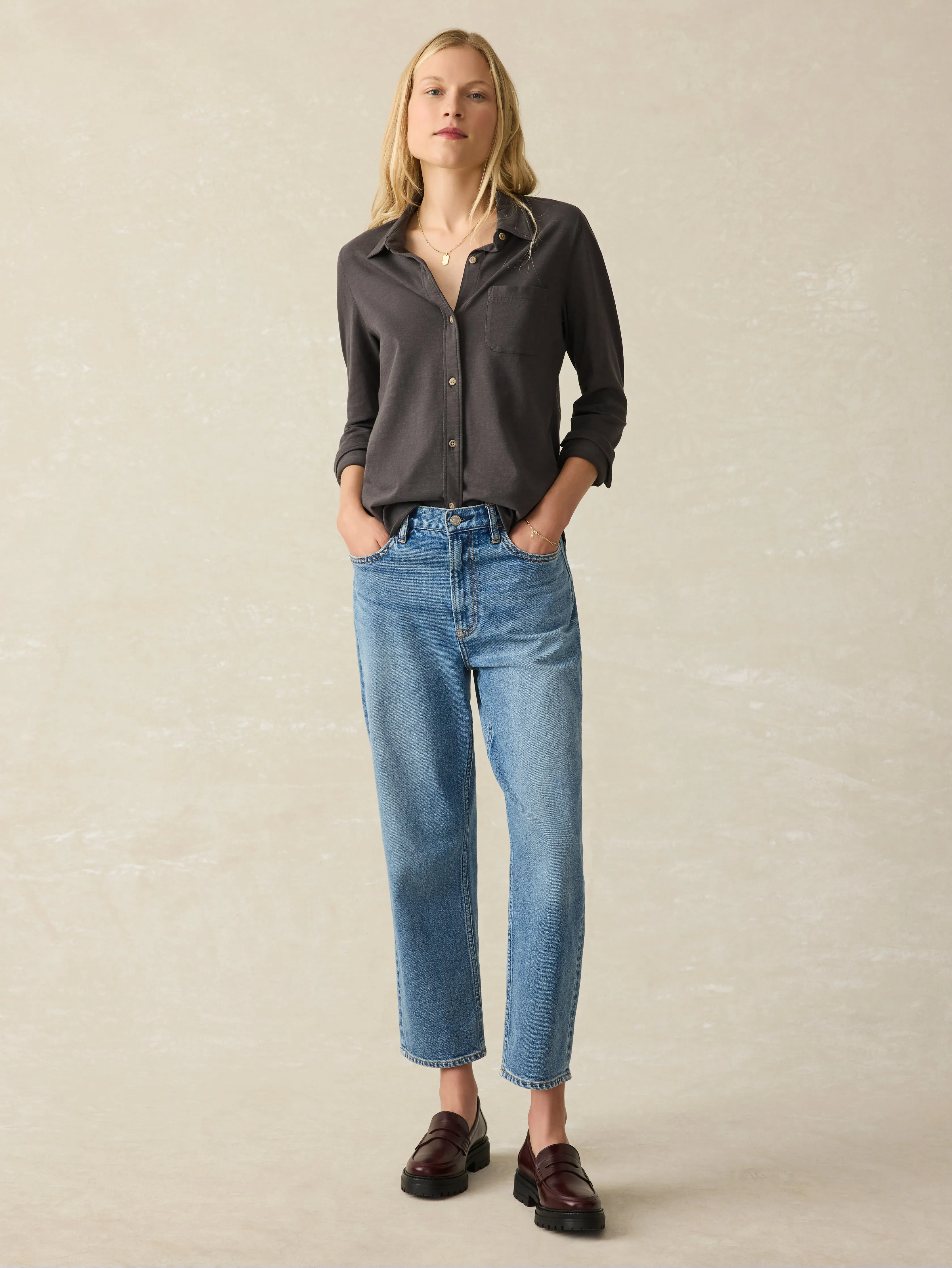 Sunwashed Knit Shirt - Washed Black sold by Faherty product image thumbnail 4