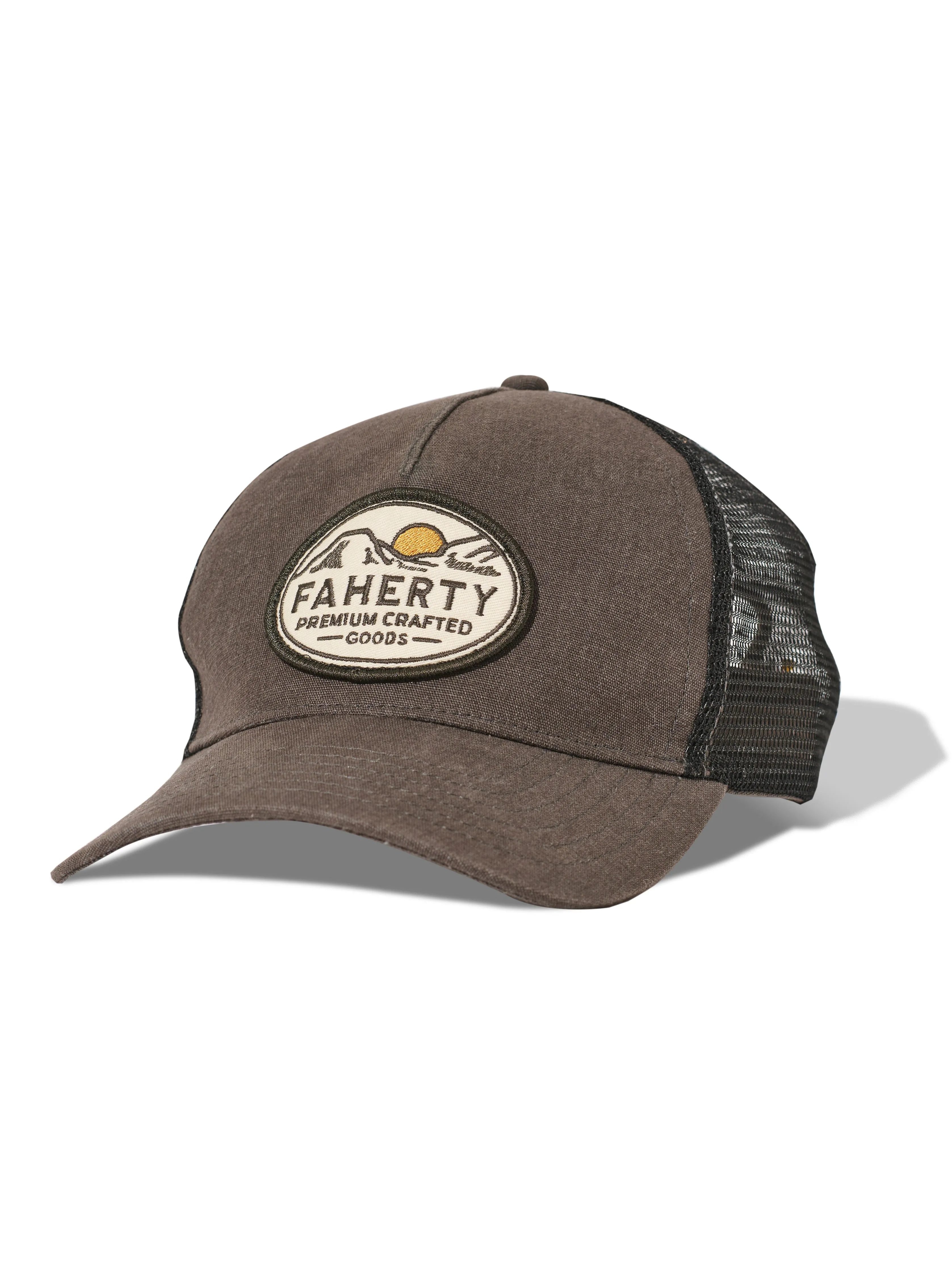 Rocky Mountain Trucker Hat - Faded Black sold by Faherty