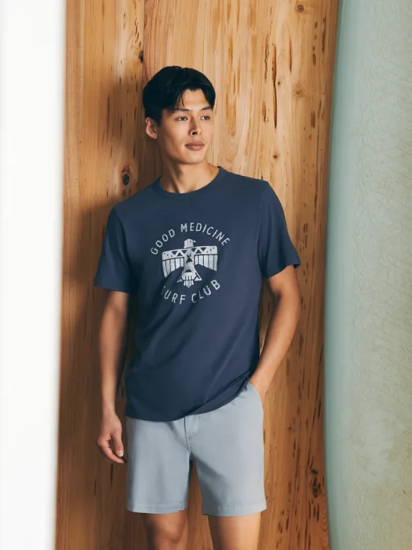Steven Paul Judd Good Medicine Surf Club Tee - Dune Navy sold by Faherty