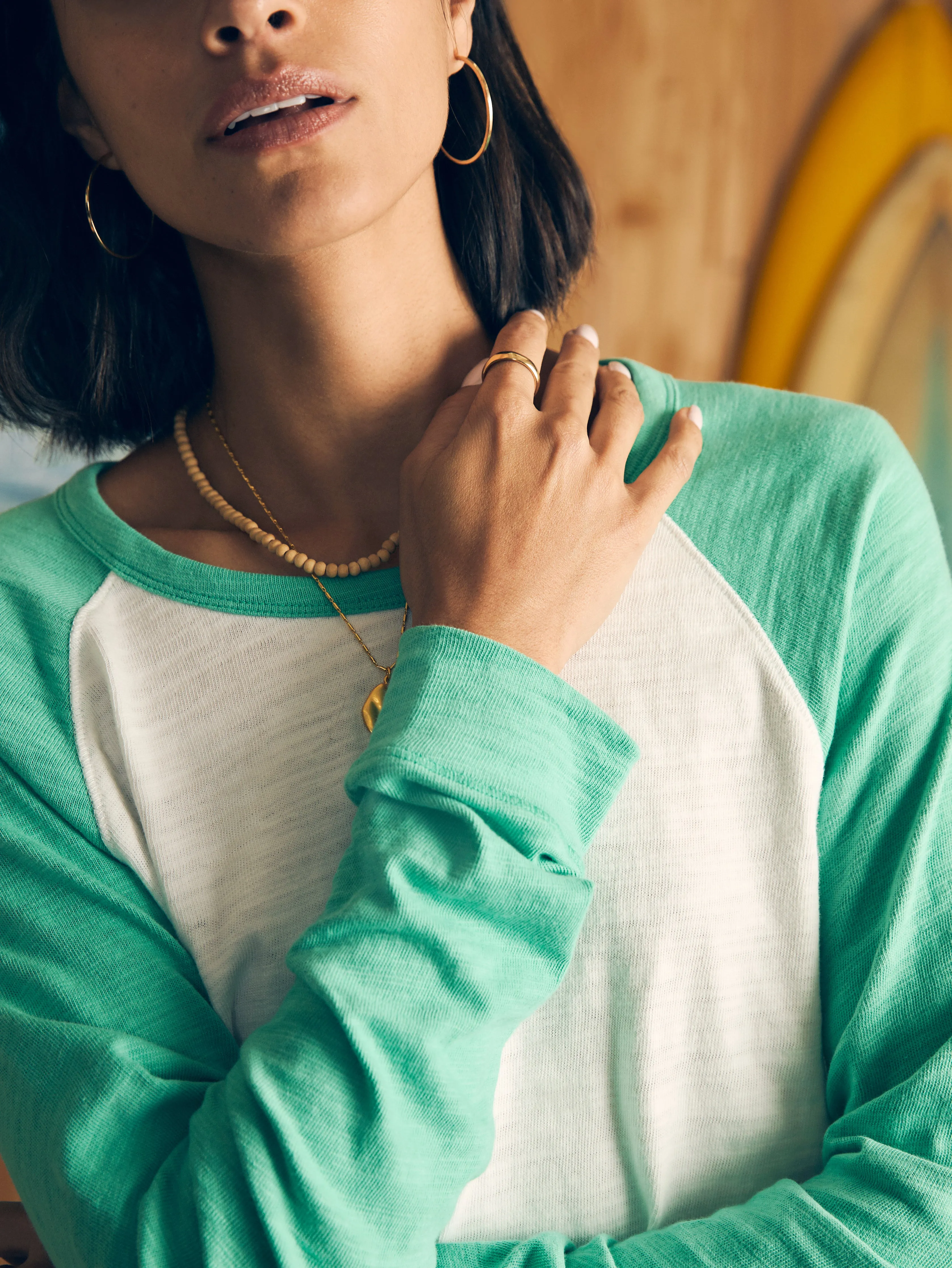 Sunwashed Slub Baseball Tee - Kelly Green sold by Faherty product image thumbnail 2