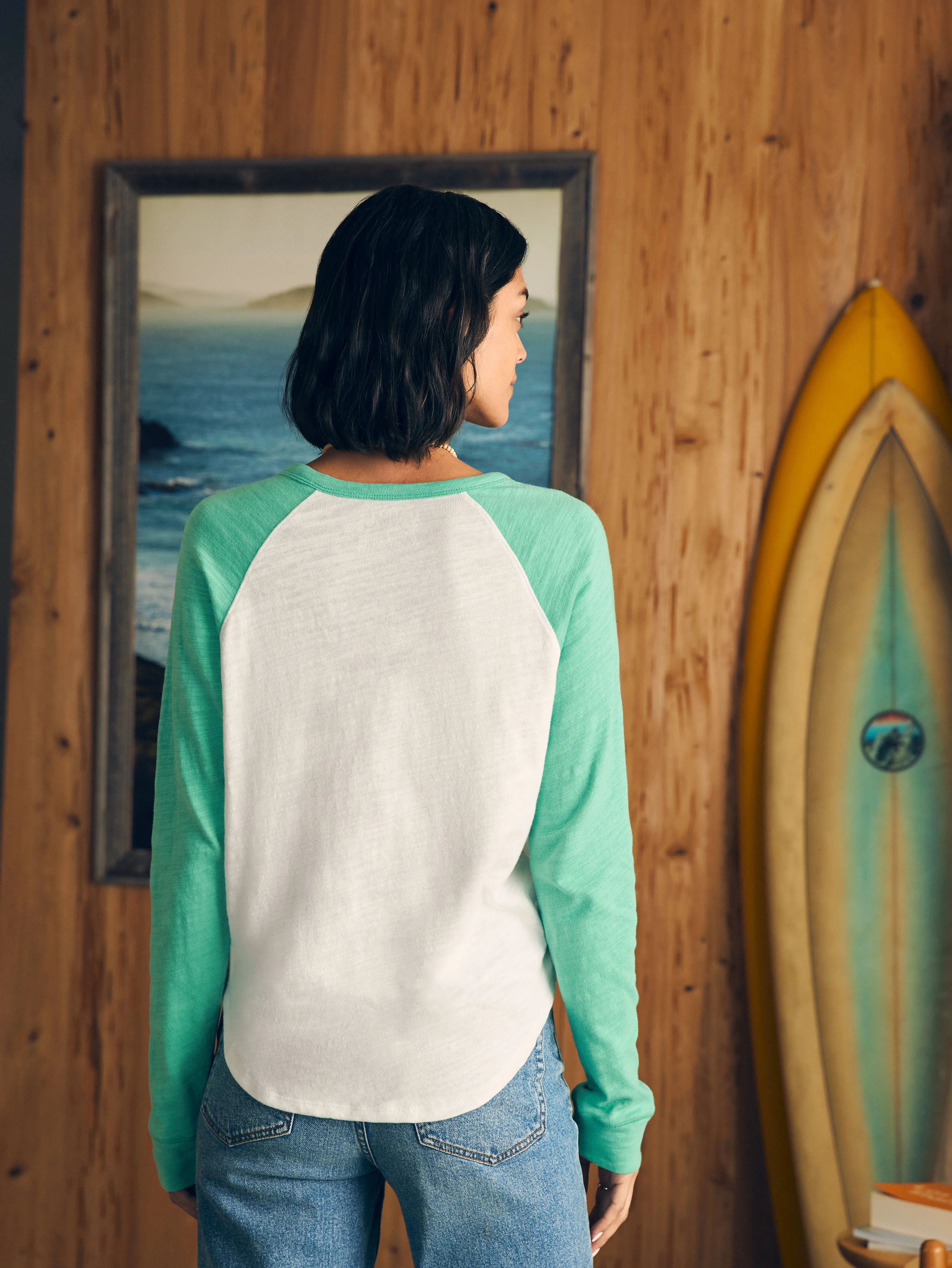 Sunwashed Slub Baseball Tee - Kelly Green sold by Faherty product image thumbnail 5