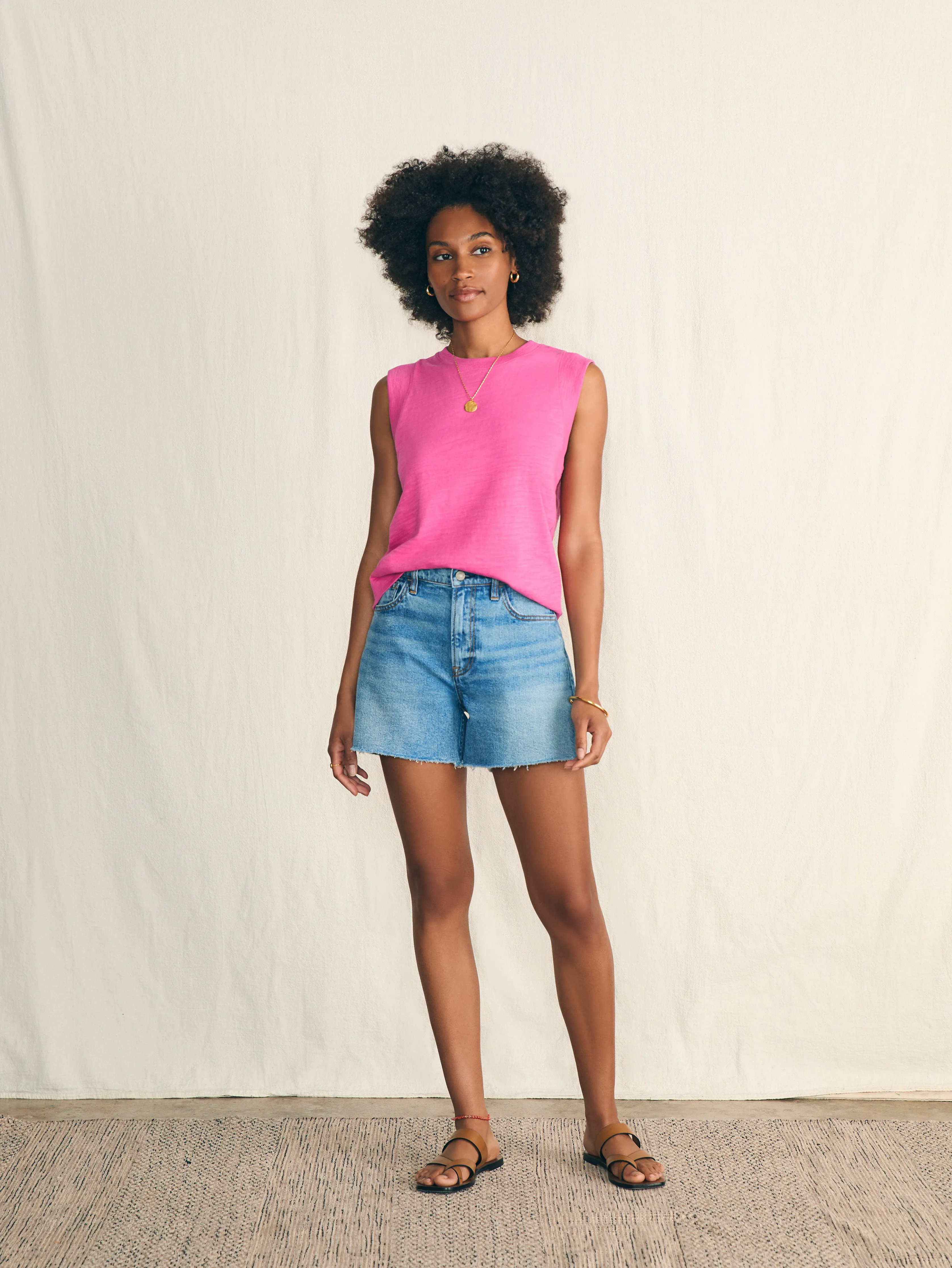 Sunwashed Slub Muscle Tank - Cone Flower sold by Faherty product image thumbnail 4