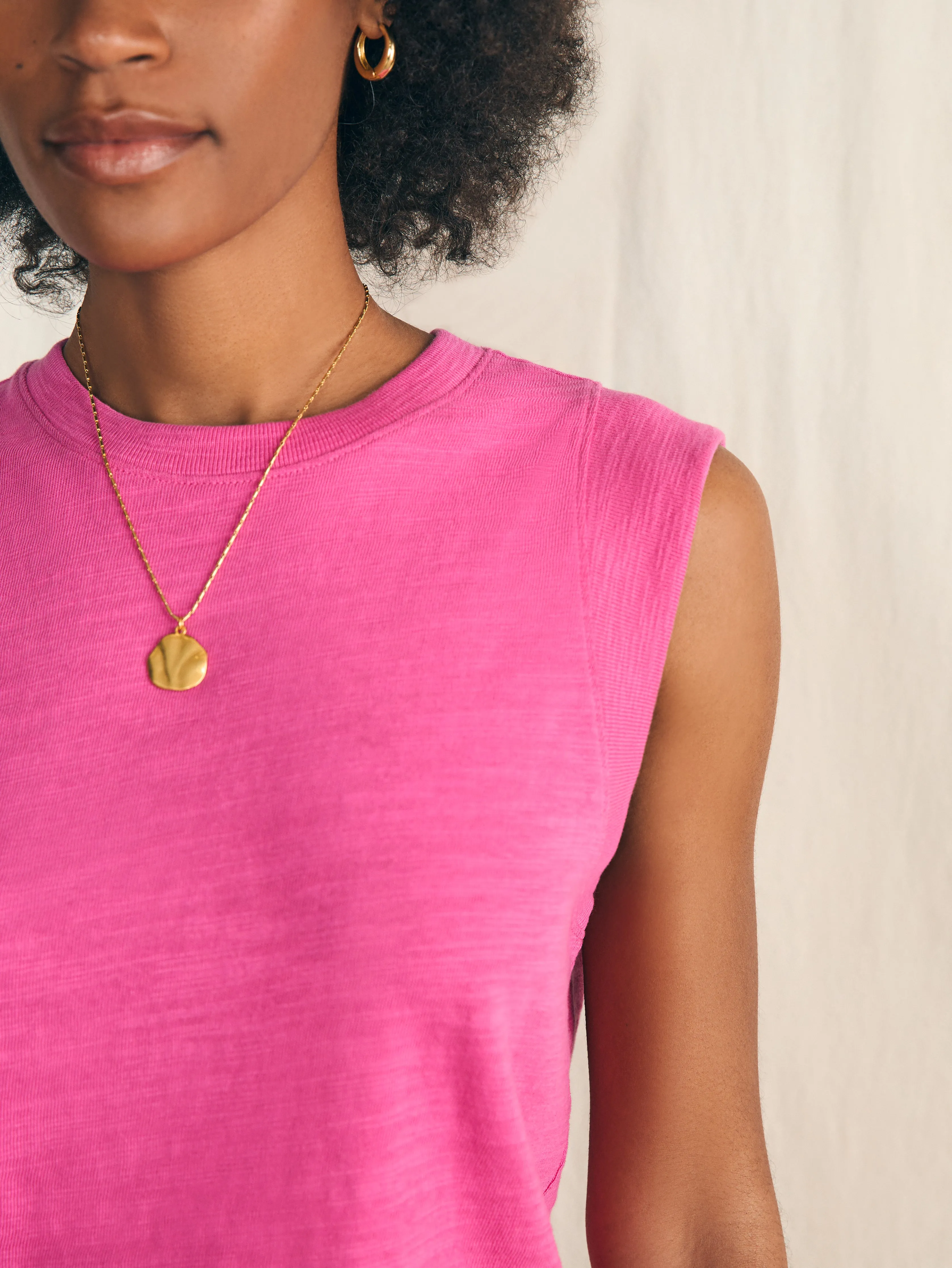 Sunwashed Slub Muscle Tank - Cone Flower sold by Faherty product image thumbnail 2