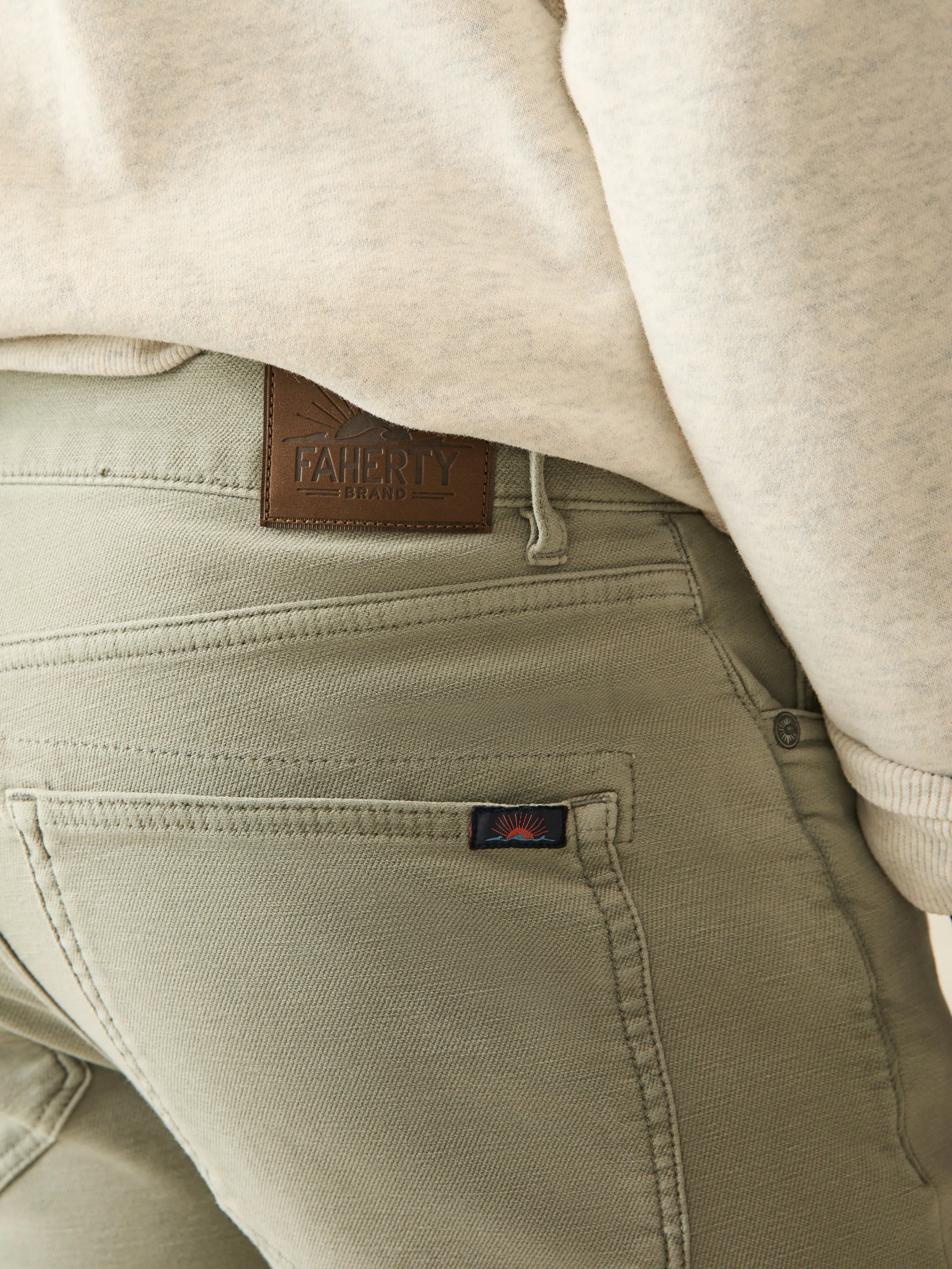 Stretch Terry 5-Pocket Pant - Faded Olive sold by Faherty product image thumbnail 4