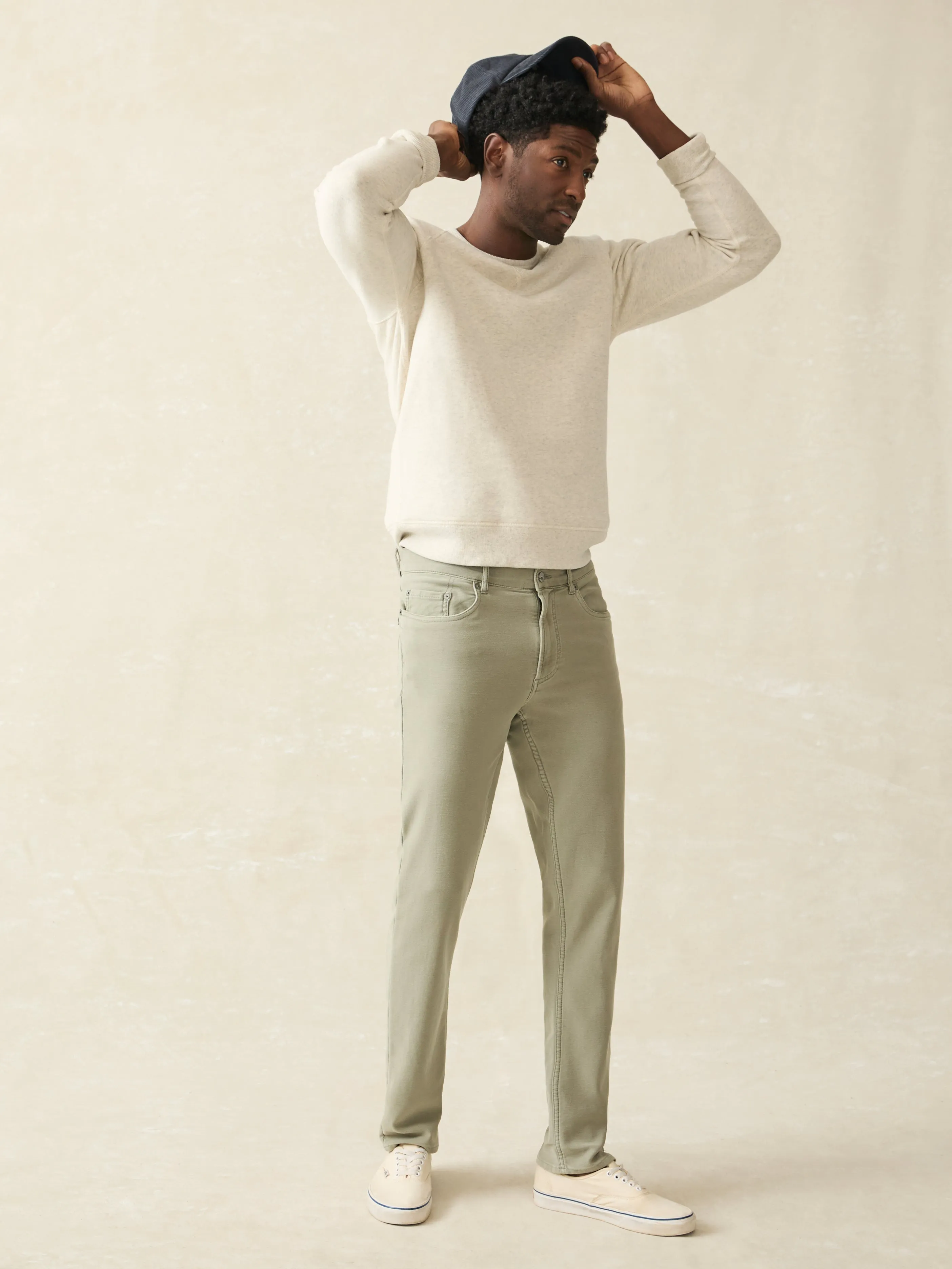 Stretch Terry 5-Pocket Pant - Faded Olive sold by Faherty product image thumbnail 3