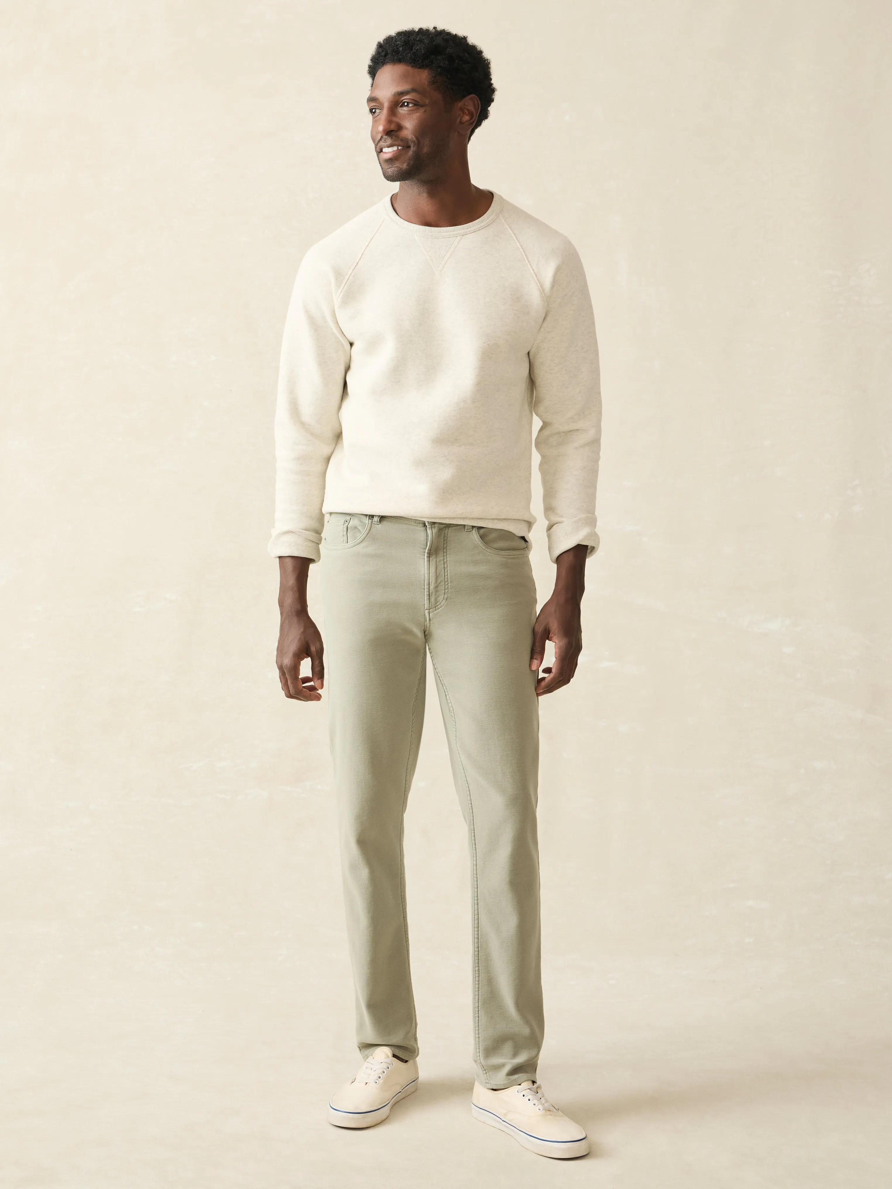 Stretch Terry 5-Pocket Pant - Faded Olive sold by Faherty product image thumbnail 2