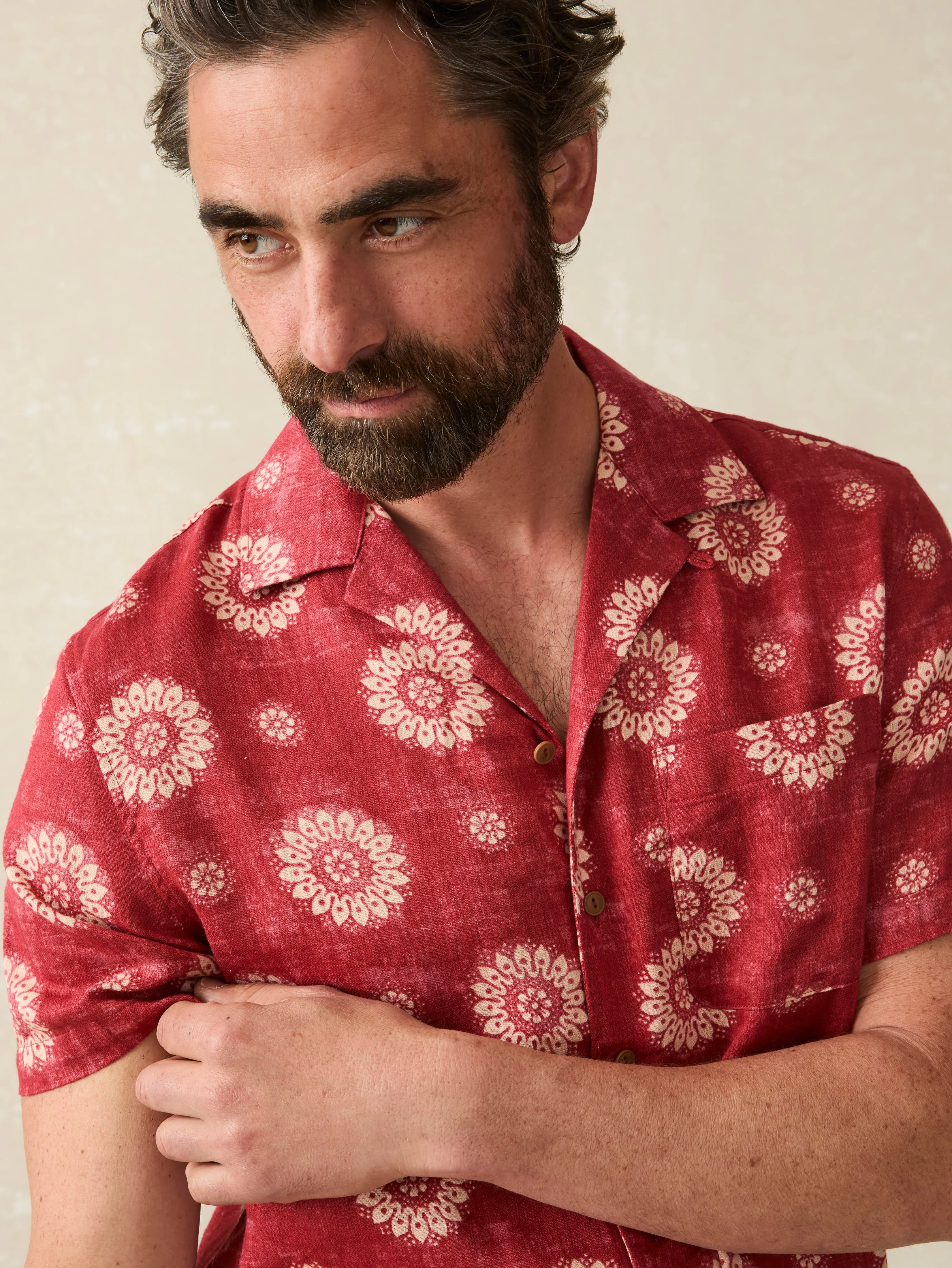 Short-Sleeve Hemp Blend Camp Shirt - Sun Blossom sold by Faherty product image thumbnail 2