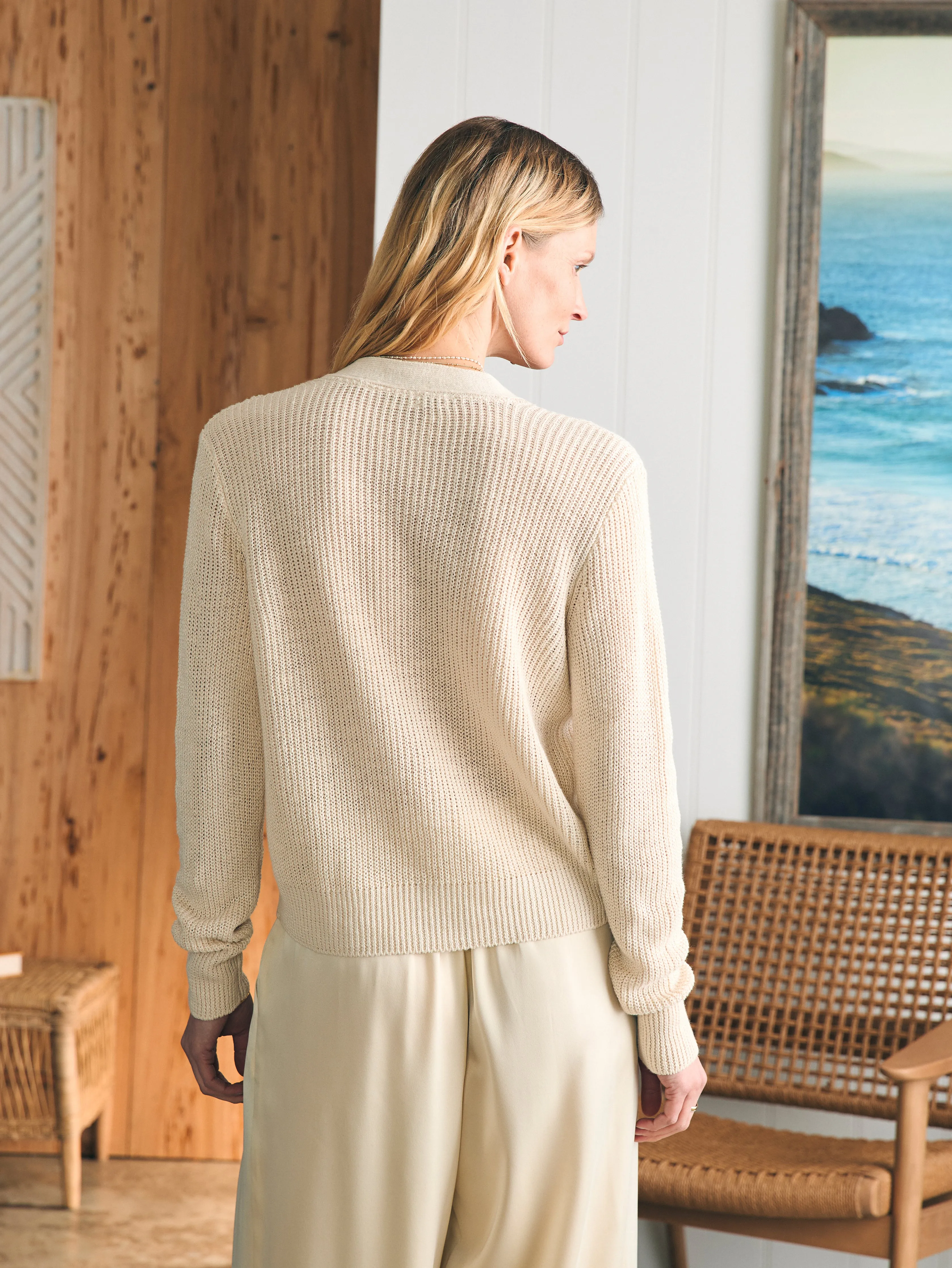 Miramar Linen Cardigan - Summer Sand sold by Faherty product image thumbnail 5