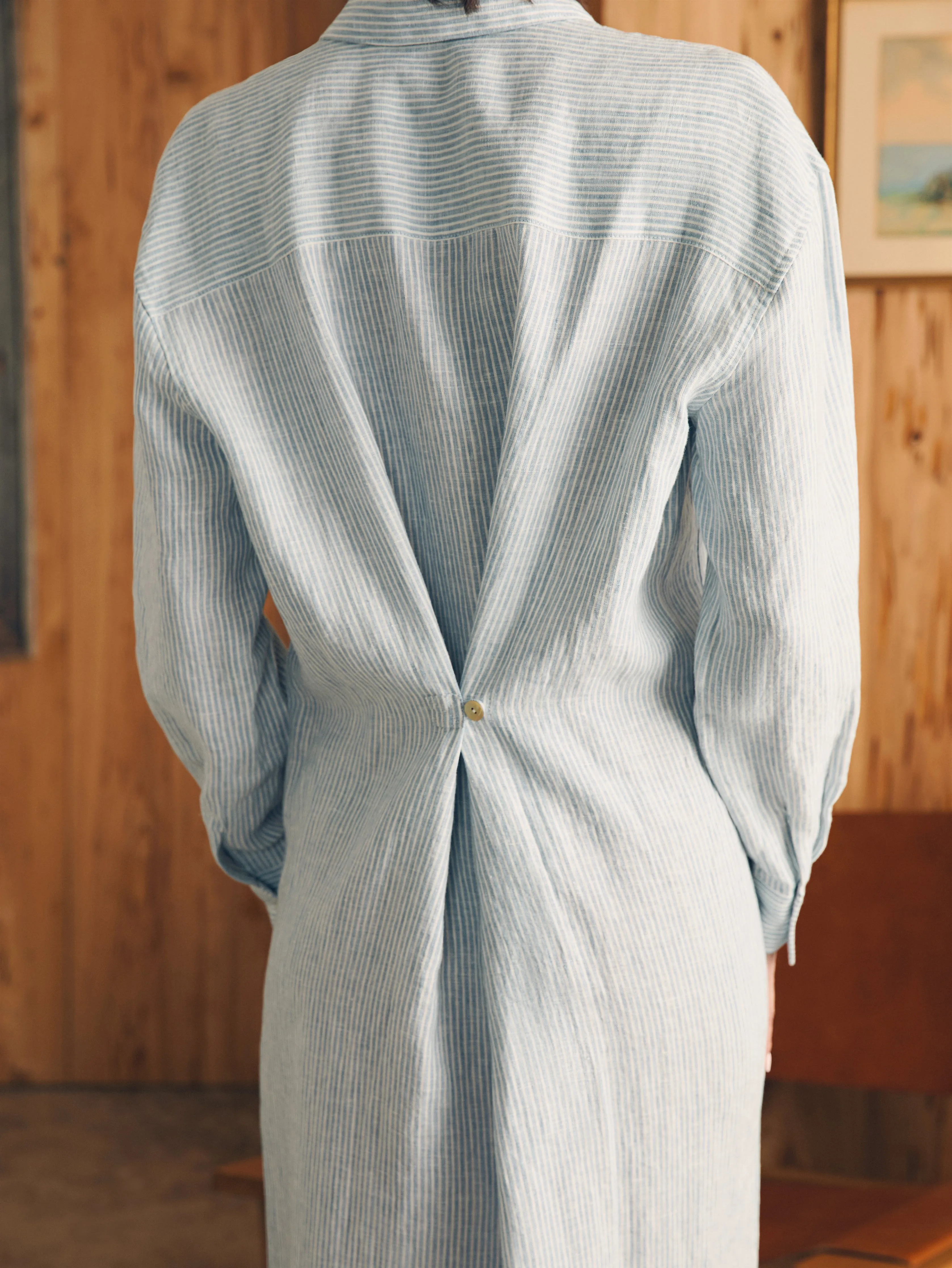 Laguna Linen Midi Dress - Ocean View Stripe sold by Faherty product image thumbnail 4