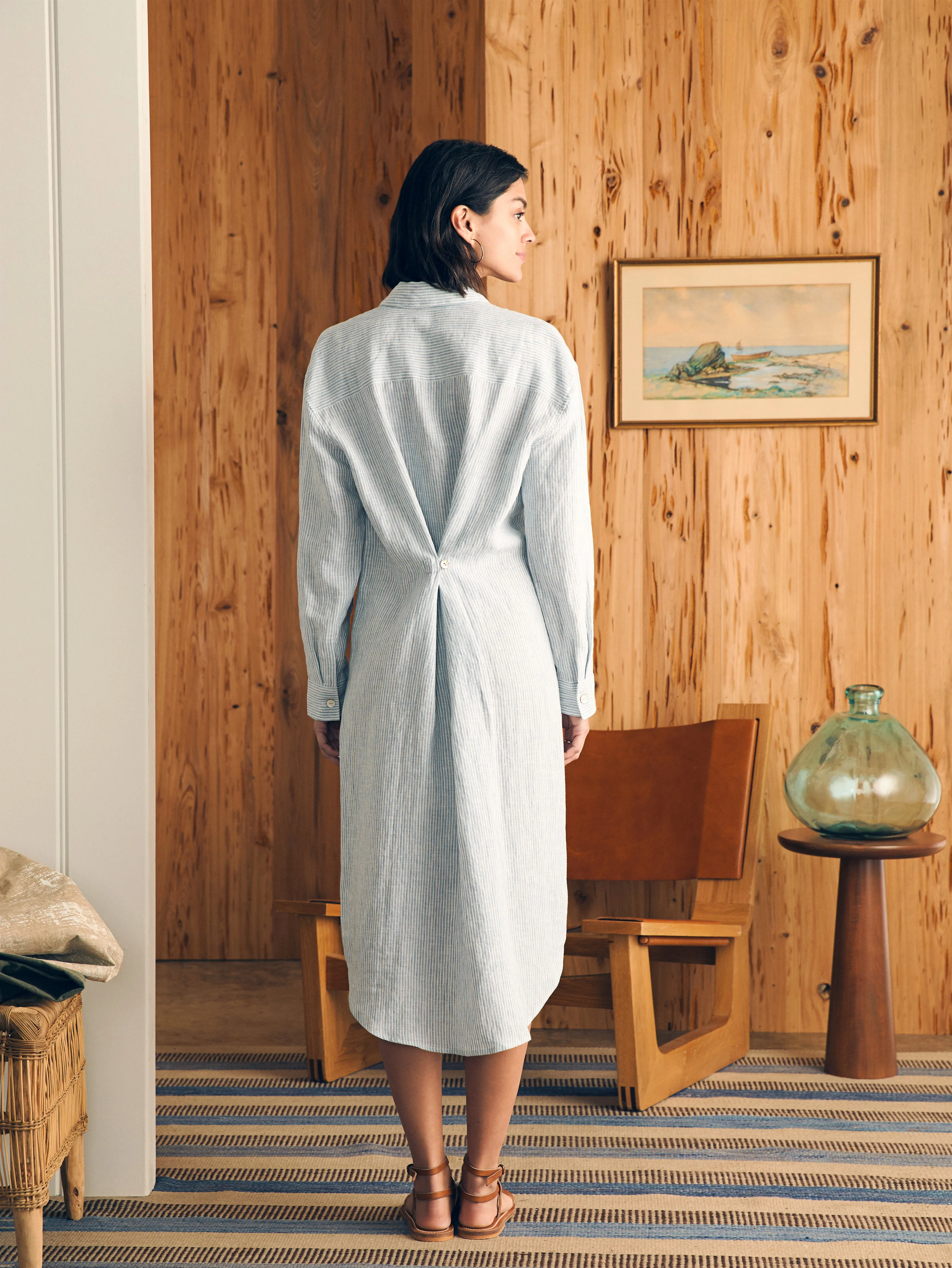 Laguna Linen Midi Dress - Ocean View Stripe sold by Faherty product image thumbnail 5