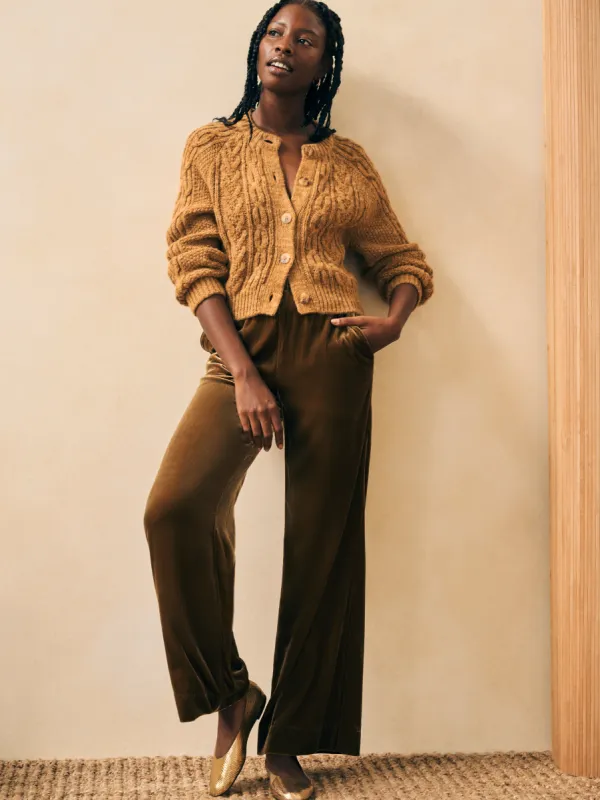 Stretch Silk Velvet Genevieve Pant - Breen sold by Faherty