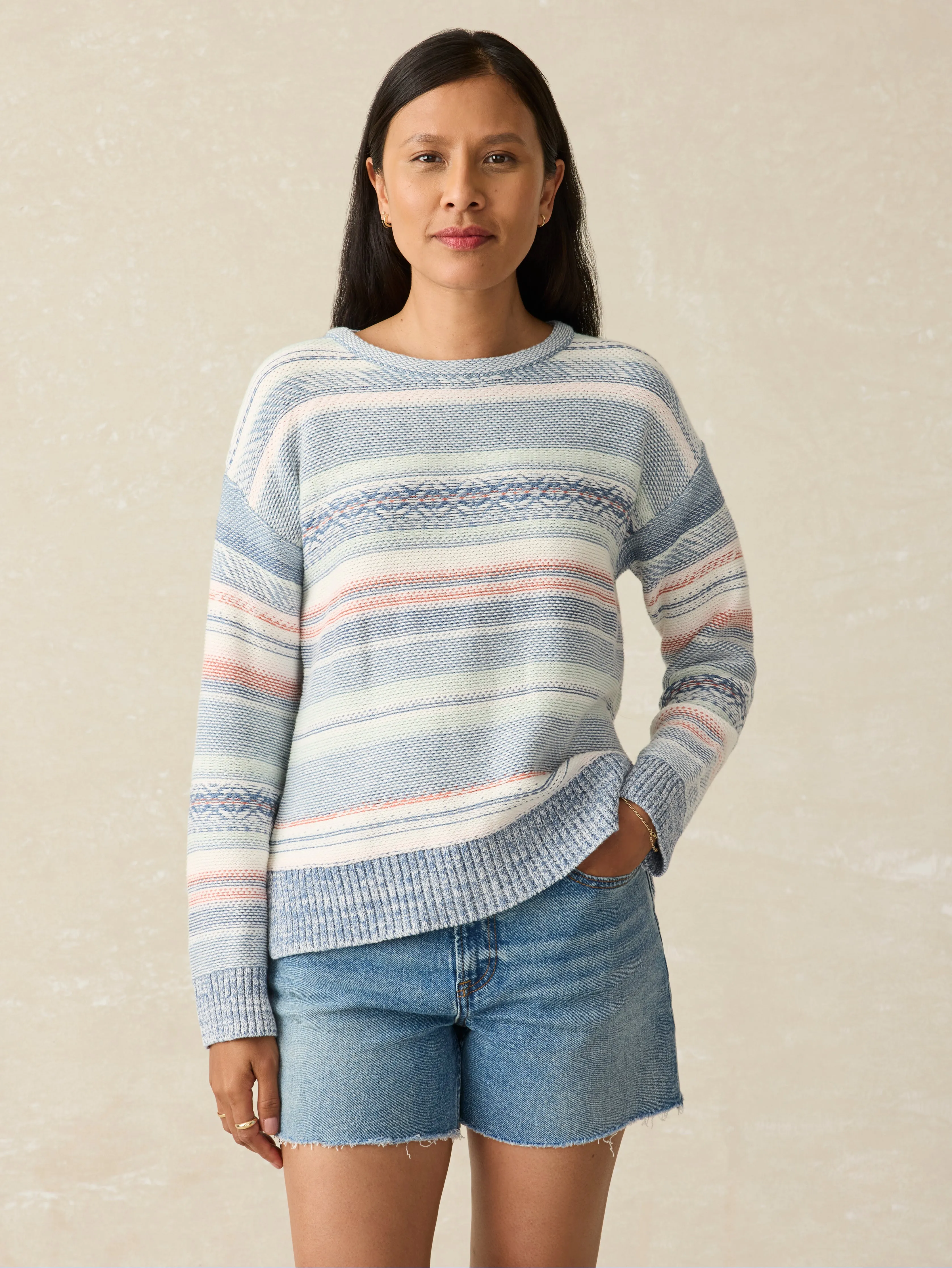 High Tide Sweater - Todos Santos Stripe sold by Faherty