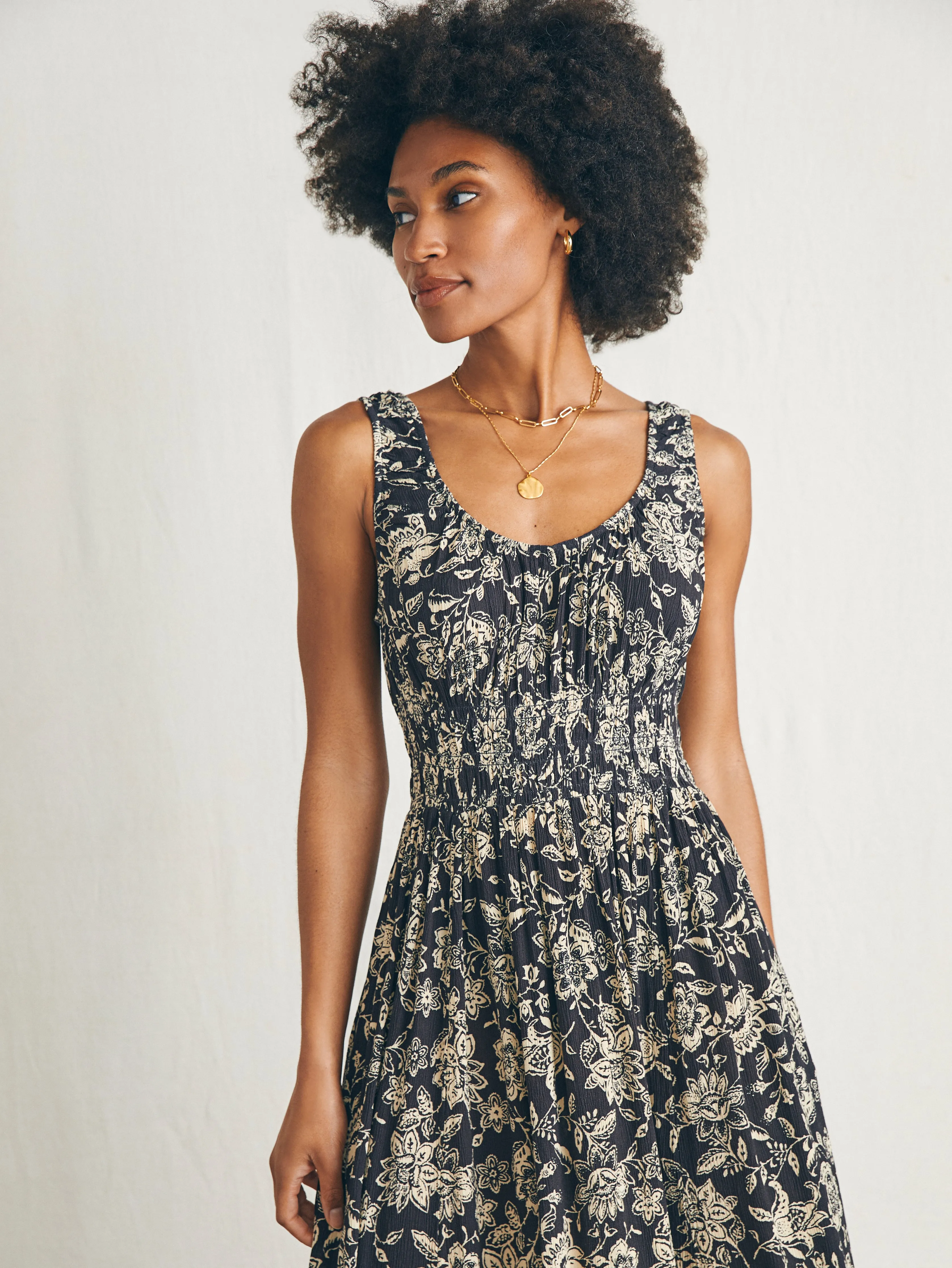 Sunseeker Midi Dress - Charcoal Chiyoda Floral sold by Faherty product image thumbnail 3