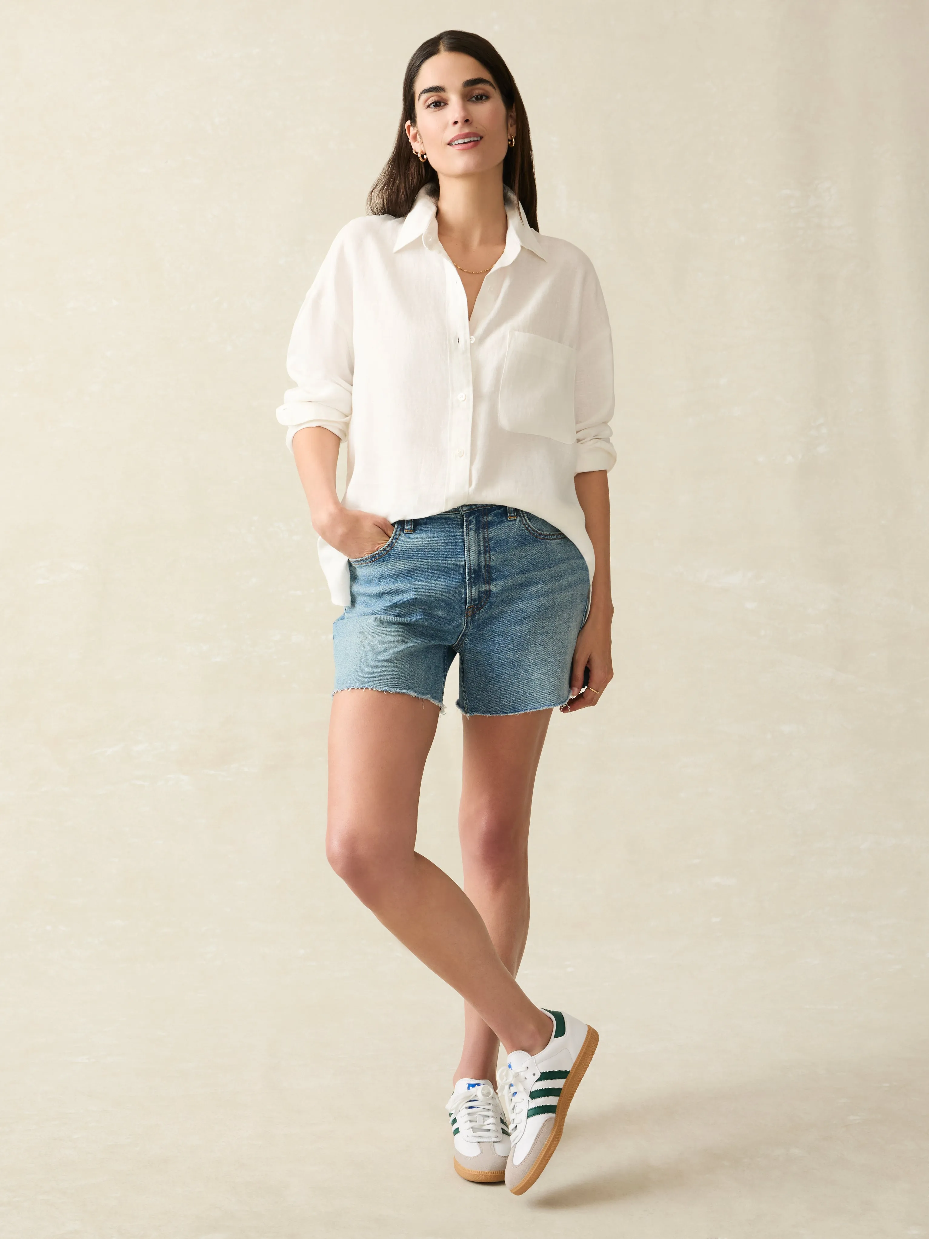 Laguna Linen Relaxed Shirt - White sold by Faherty product image thumbnail 3