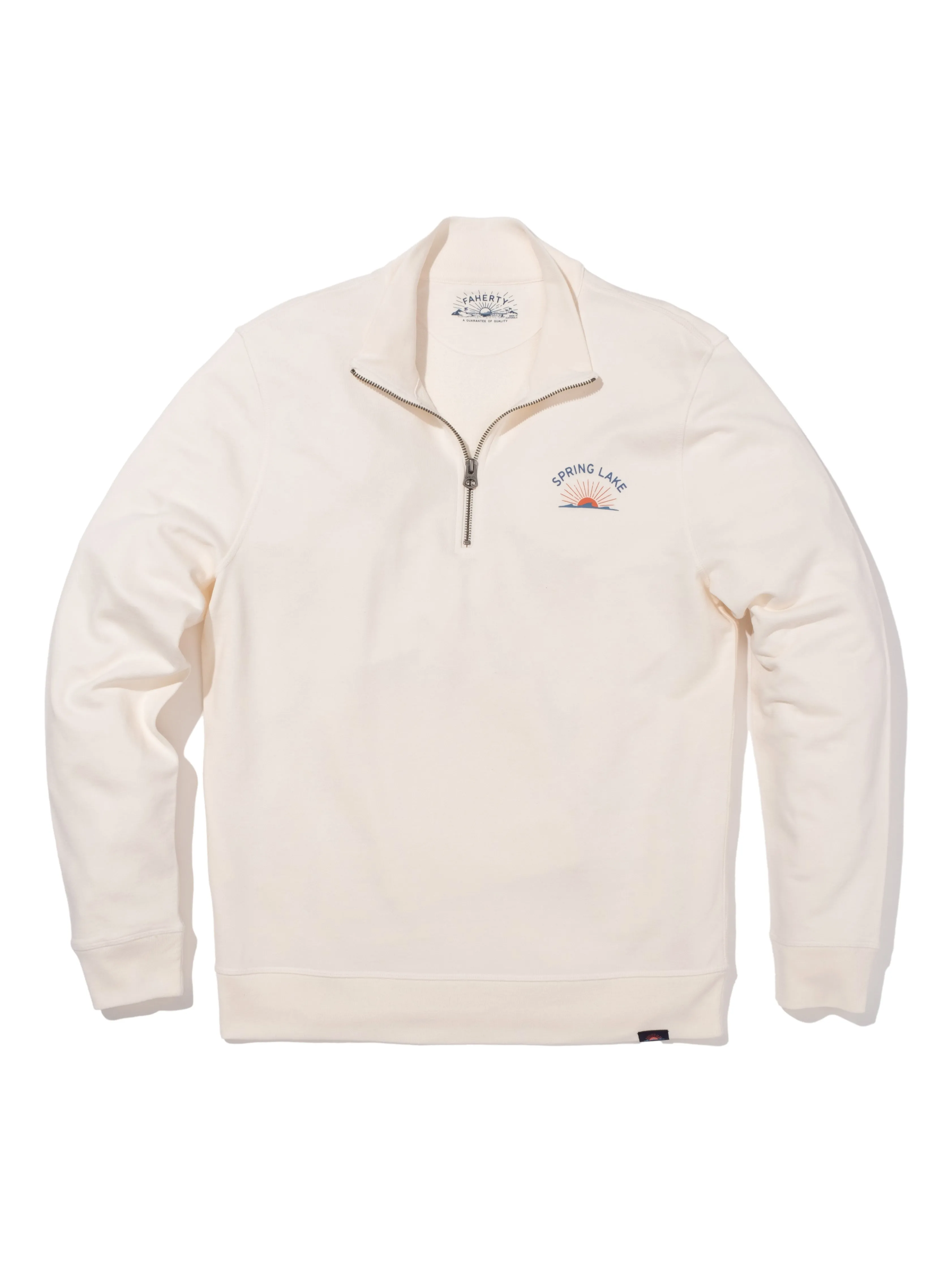 Spring Lake Terry Quarter Zip - Solar White sold by Faherty