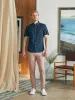 Short-Sleeve Stretch Playa Shirt - Midnight Fishscale sold by Faherty