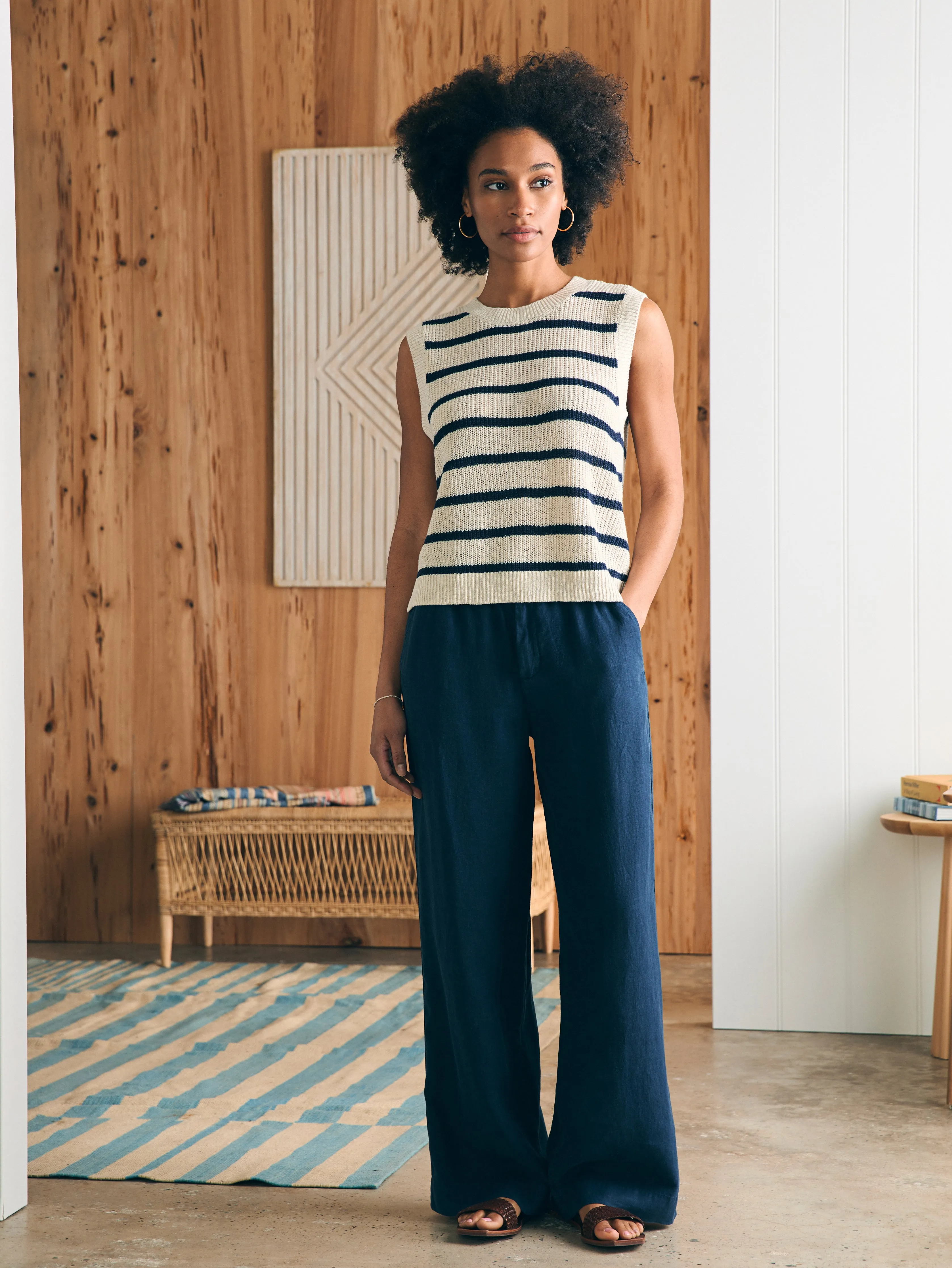 Miramar Linen Muscle Tank - Montauk Stripe sold by Faherty product image thumbnail 4