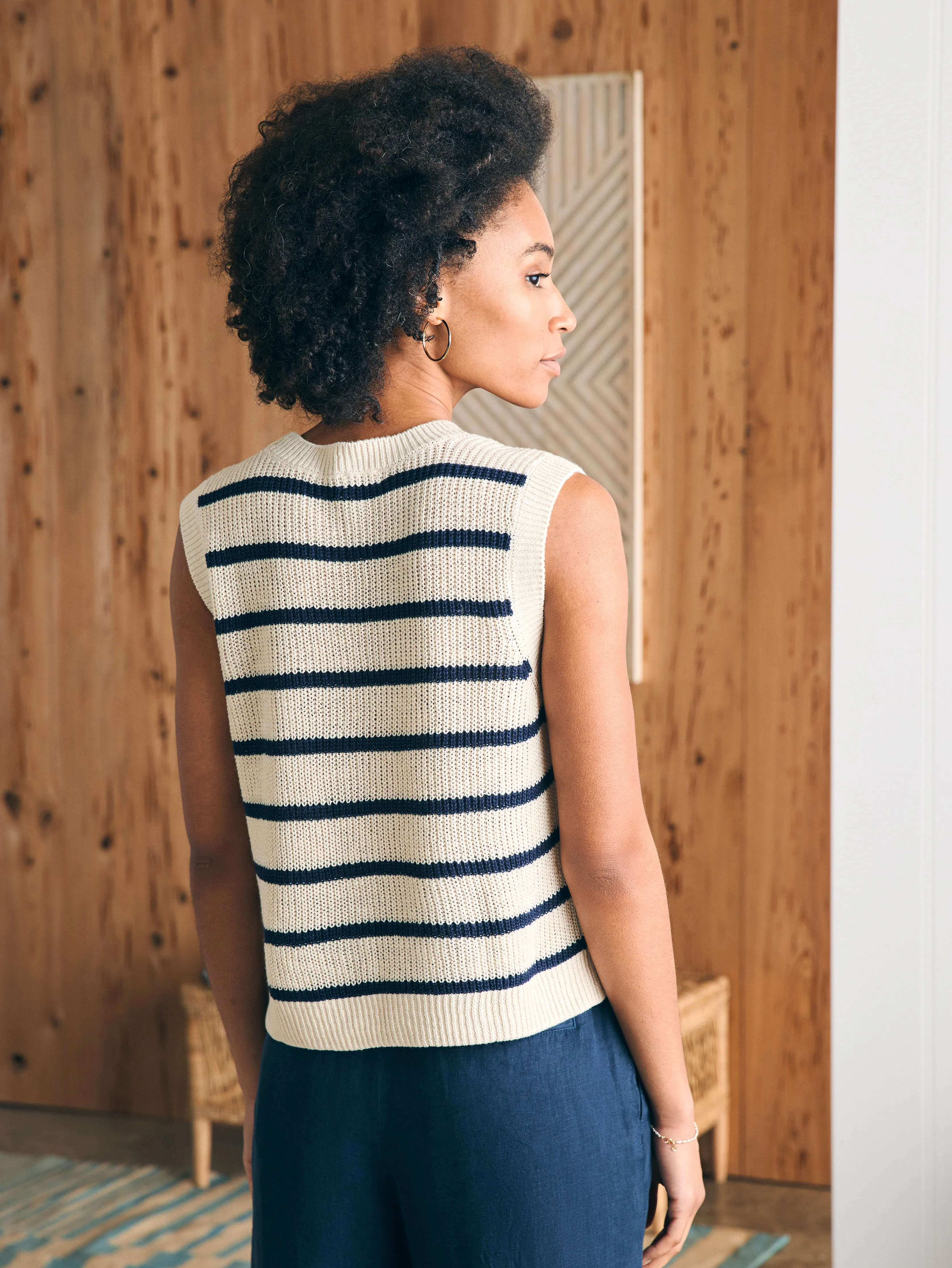 Miramar Linen Muscle Tank - Montauk Stripe sold by Faherty product image thumbnail 5