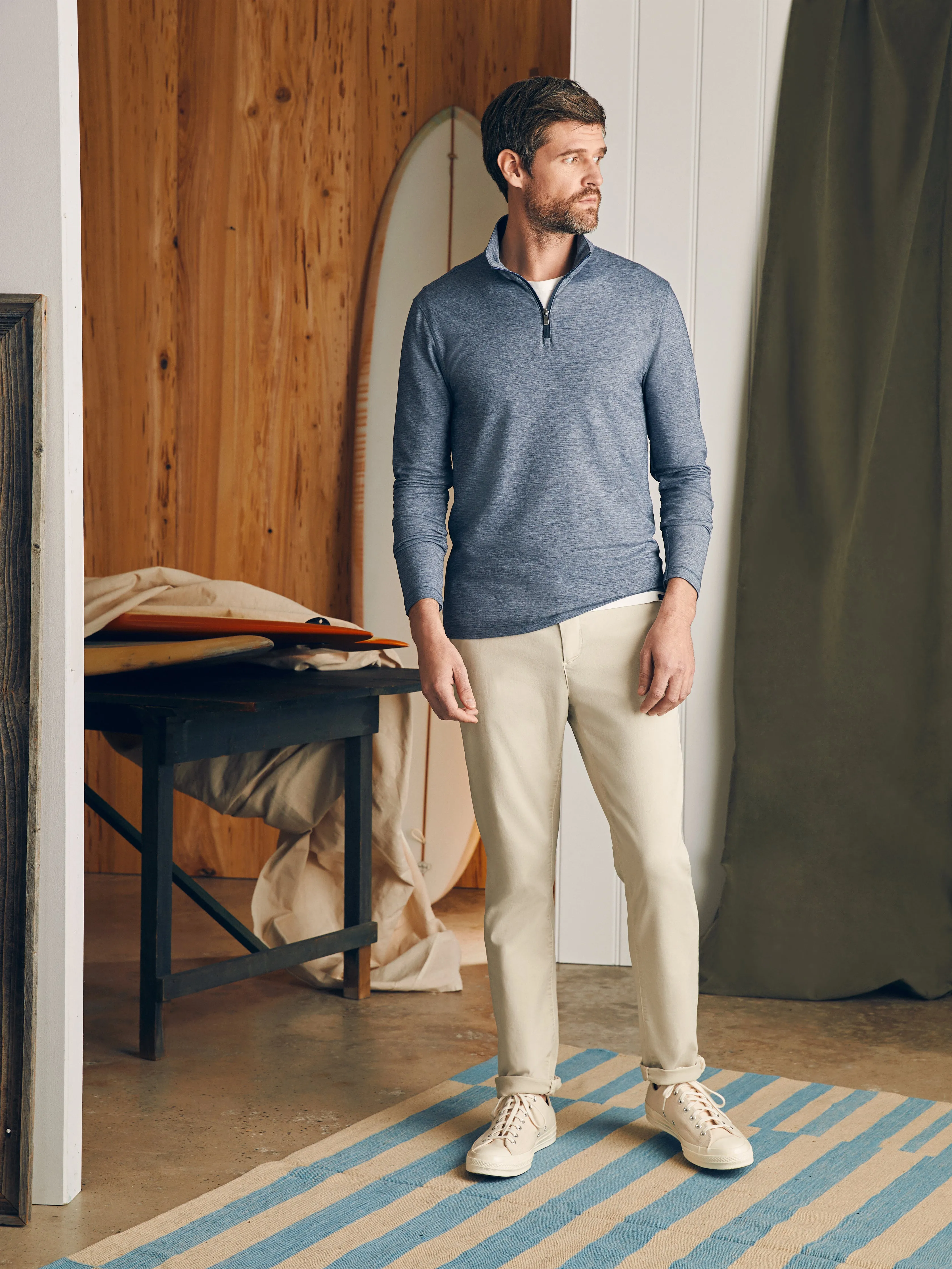 Movement™ Quarter Zip - Deep Navy Feeder sold by Faherty product image thumbnail 3