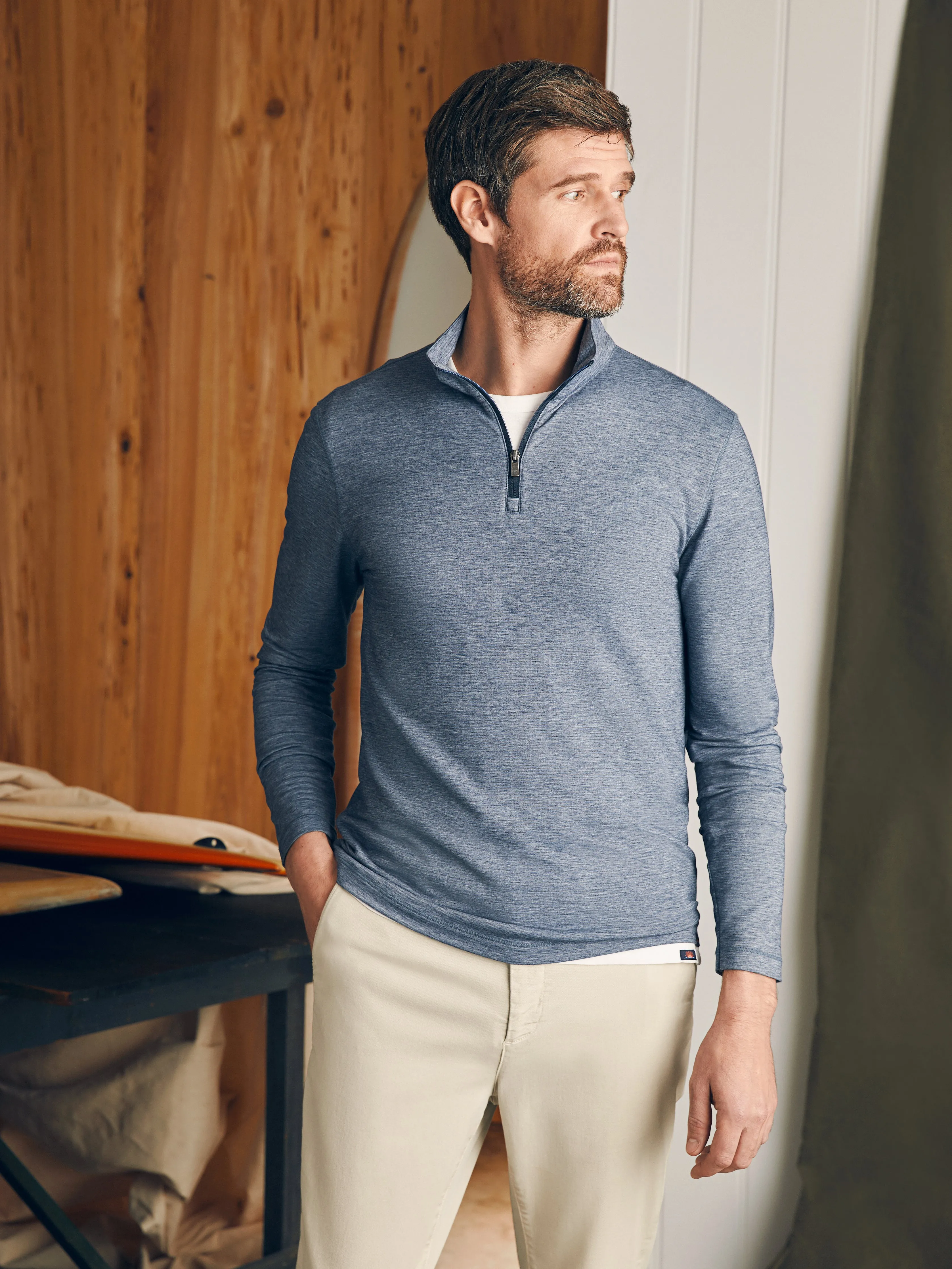 Movement™ Quarter Zip - Deep Navy Feeder sold by Faherty product image thumbnail 2