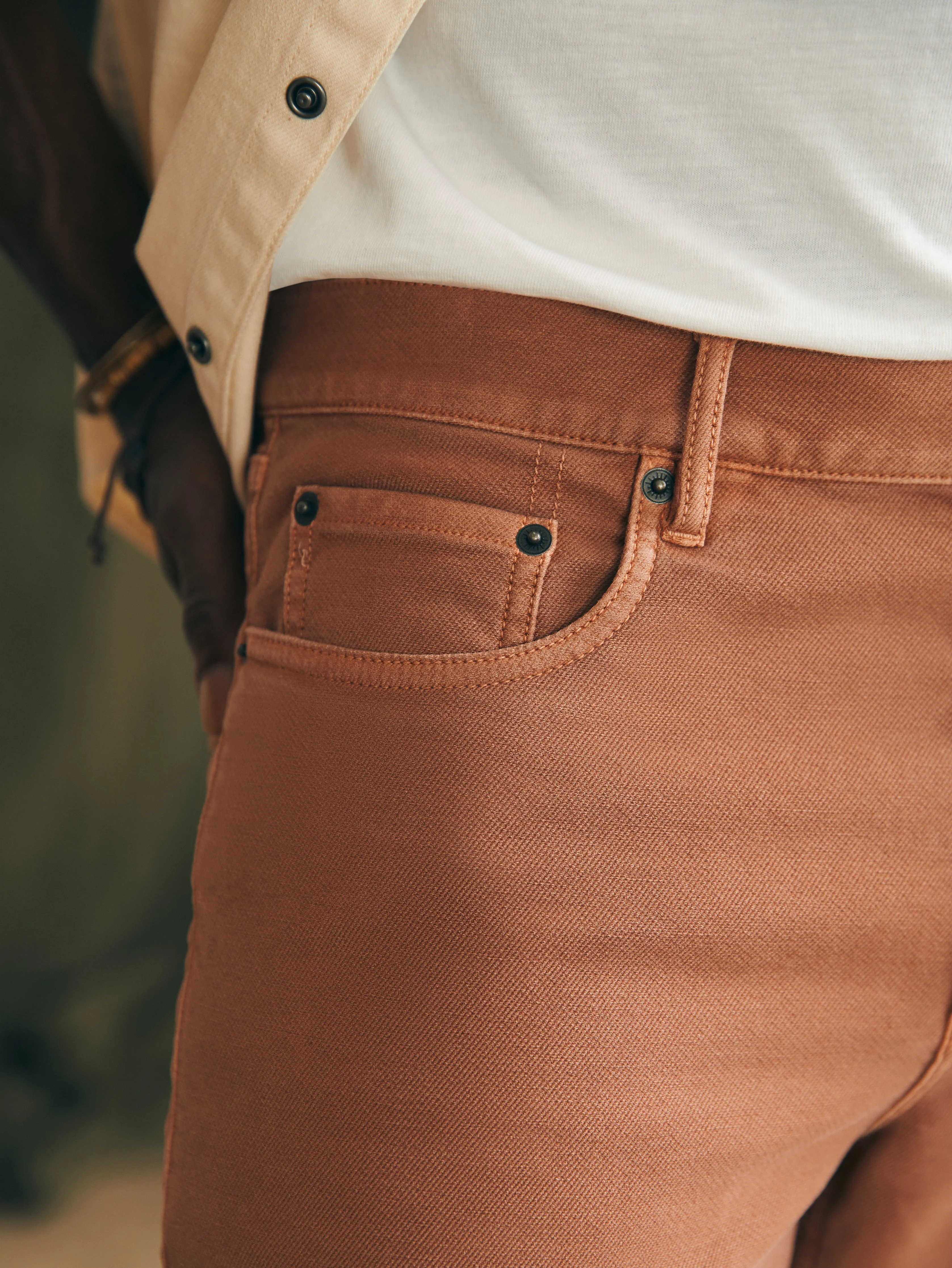 Stretch Terry 5-Pocket Pant (34" Inseam) - Mesa Red sold by Faherty product image thumbnail 3