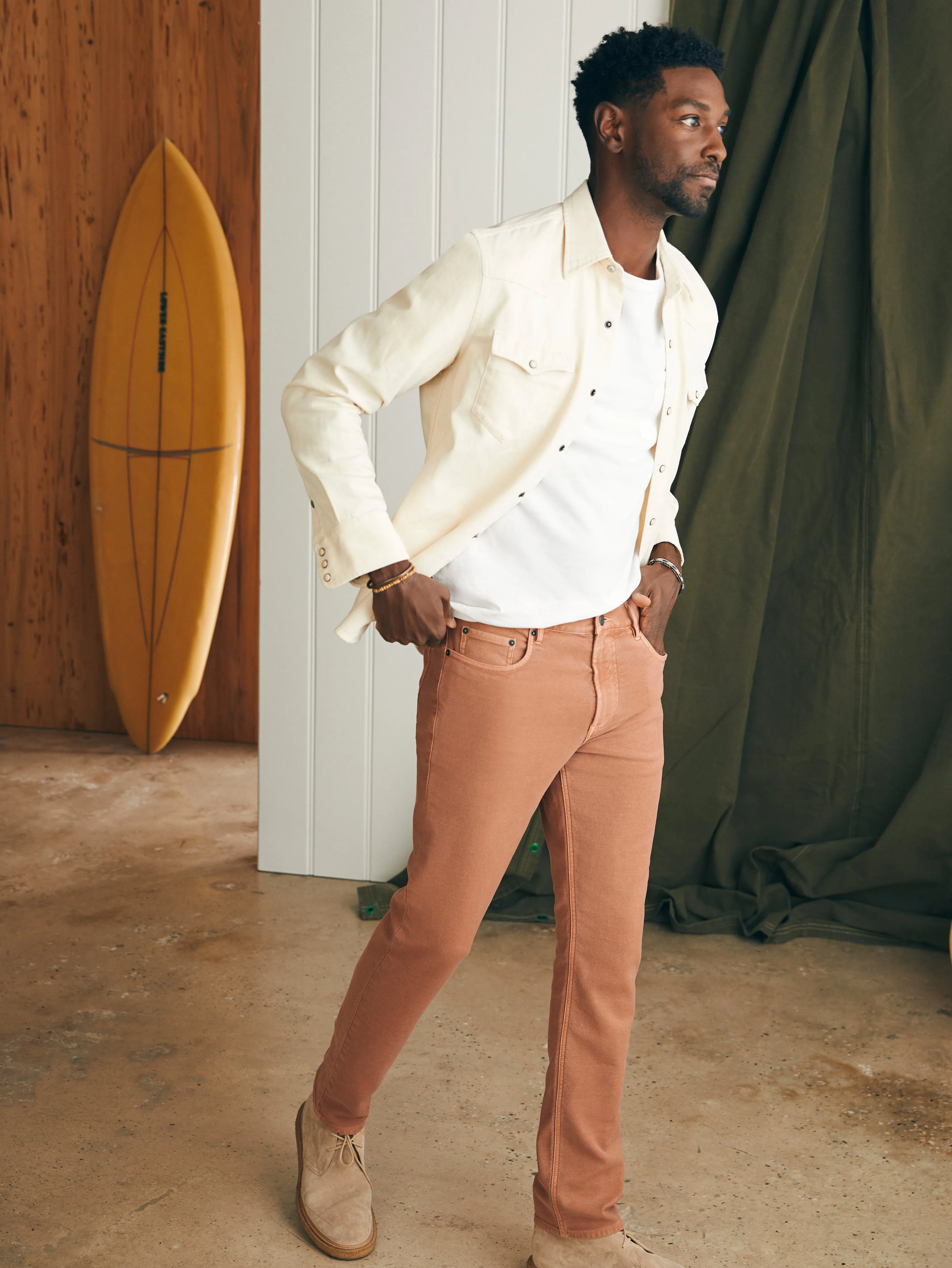 Stretch Terry 5-Pocket Pant (34" Inseam) - Mesa Red sold by Faherty product image thumbnail 4