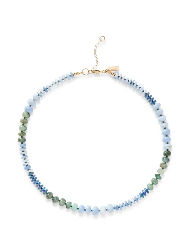 Faherty X Beyond The Sea Short Stone Necklace - Emerald Lapis Opal sold by Faherty